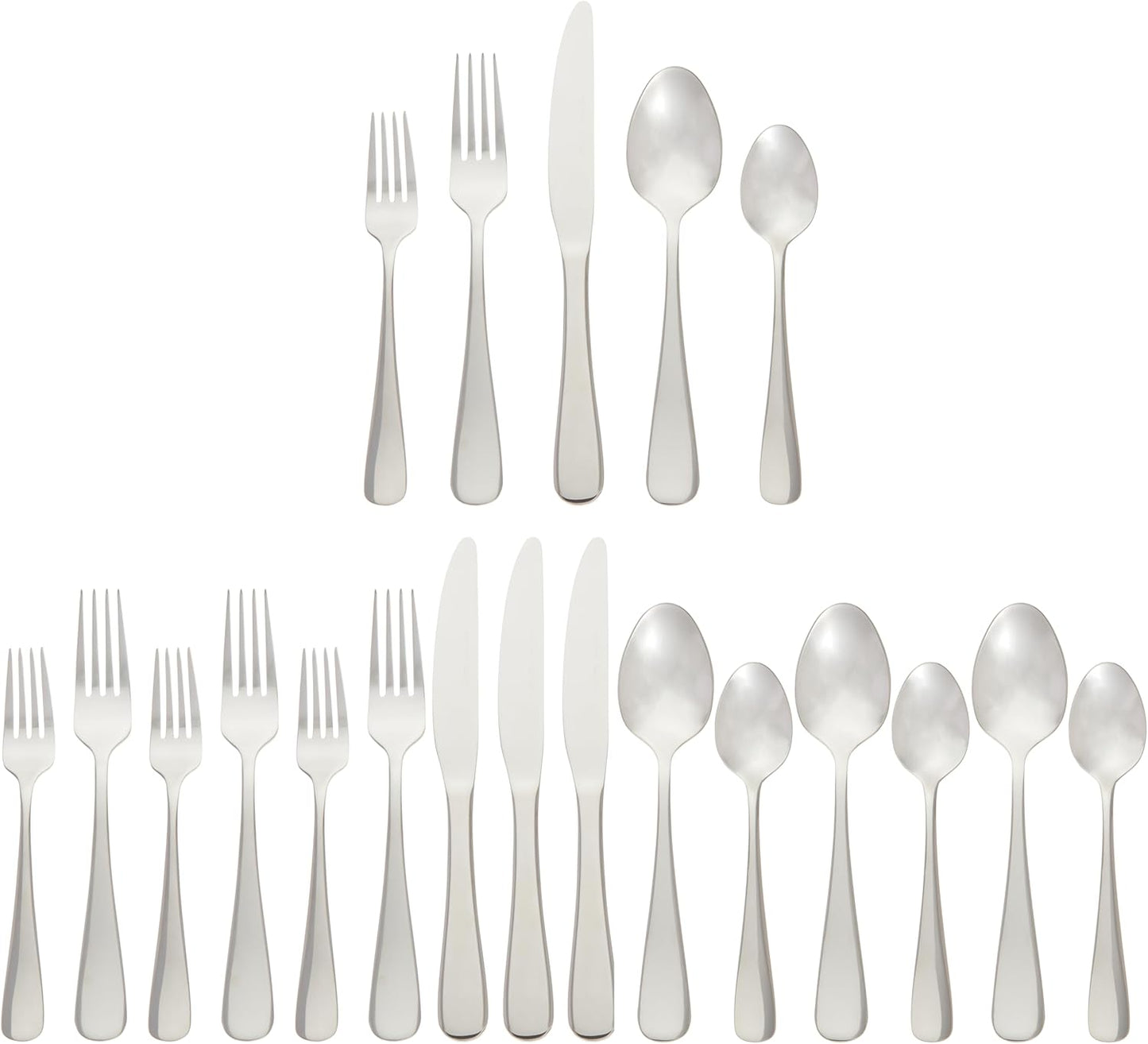 Amazon Basics Silverware Set, Stainless Steel Flatware, Dishwasher Saf