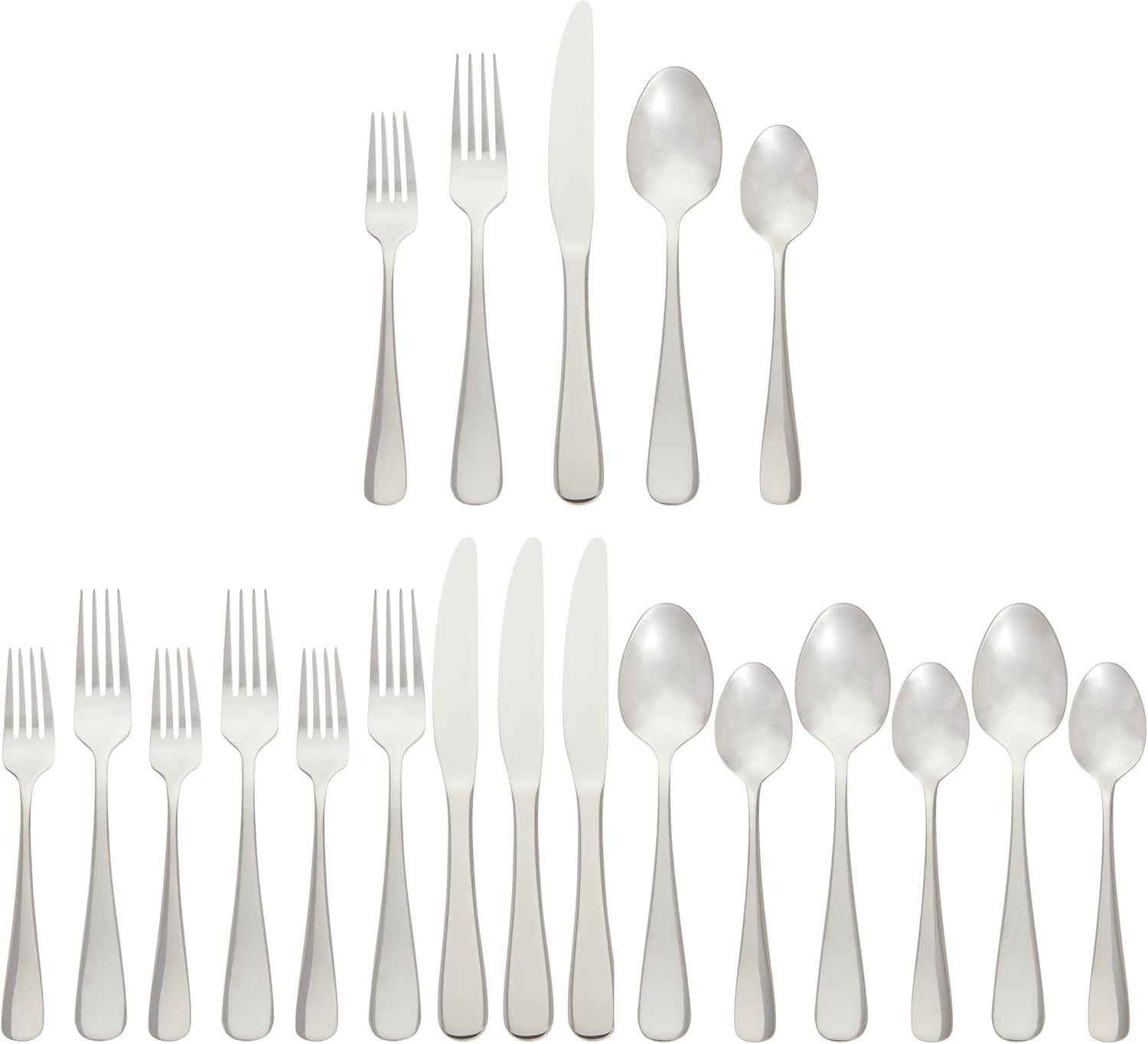 Amazon Basics Silverware Set, Stainless Steel Flatware, Dishwasher Saf