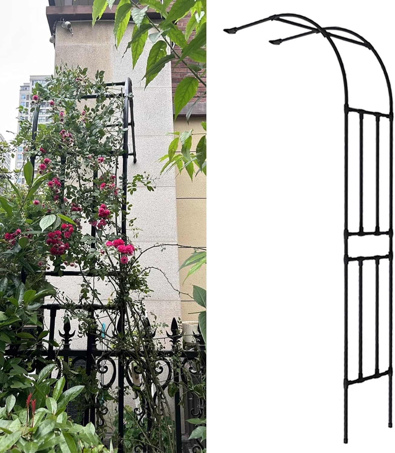 240CM Metal Plant Trellis Support Frame - Half Arch Garden Trellis for Climbing Plants, Vegetables, Flowers & Fruits – Outdoor Plant Stand (2FT x 1.3FT x 7.9FT)