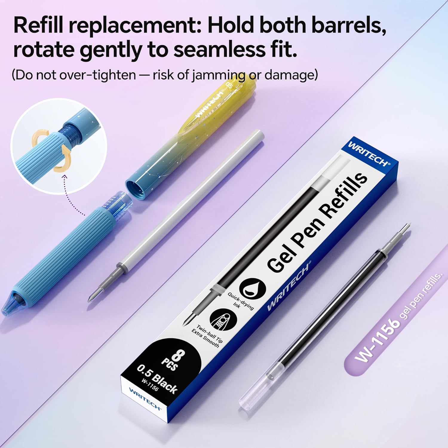 WRITECH Gel Pens Fine Point: Nebula Pen Set 0.7mm Black Ink Retractabl