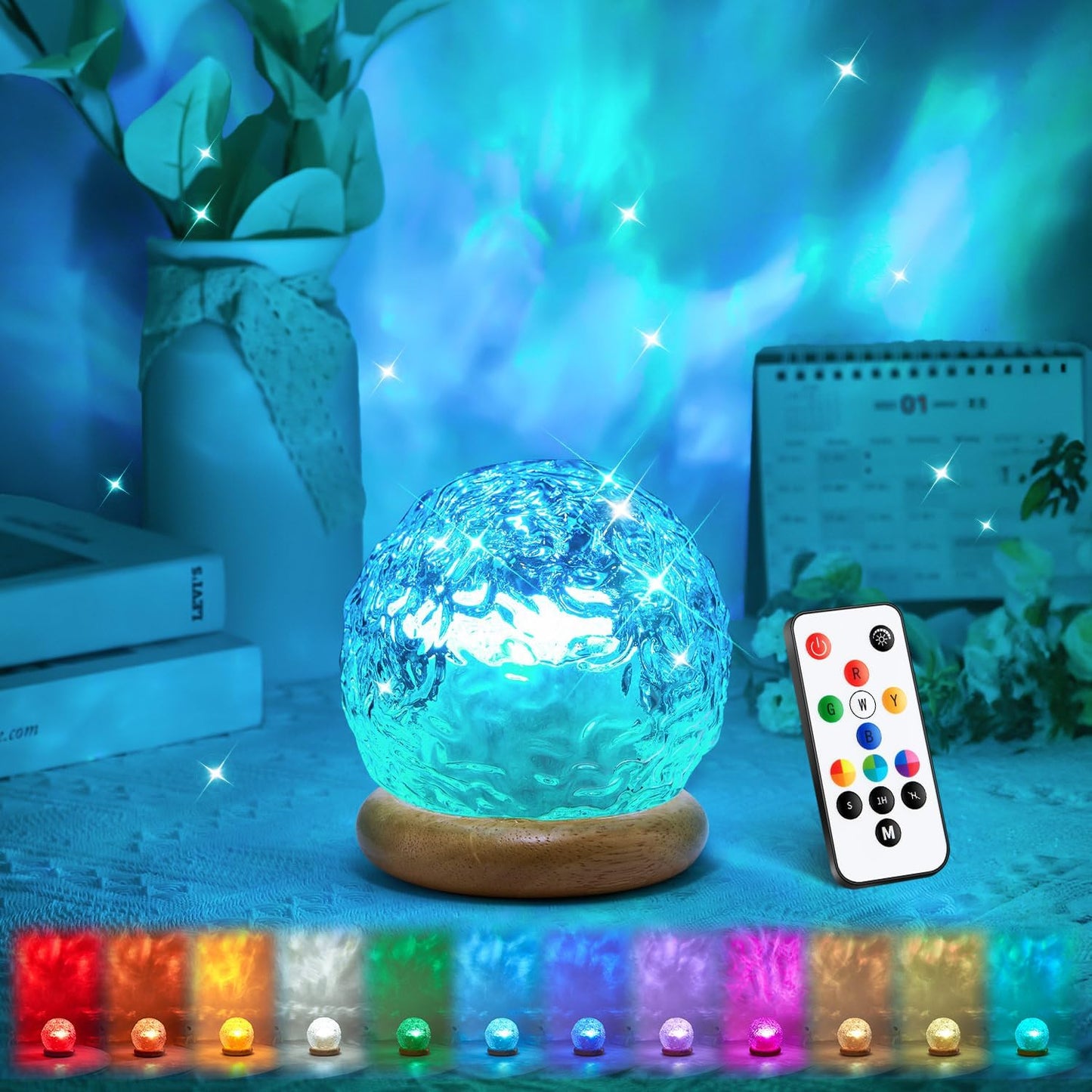 Mood Lighting Crystal Ball,18 Colors Northern Lights Projector & Aurora Light Projector for Bedroom, Dimmable Projector Night Light,Remote Ambient Lighting,Cute Room Decor for Teen Girls Birthday Gift