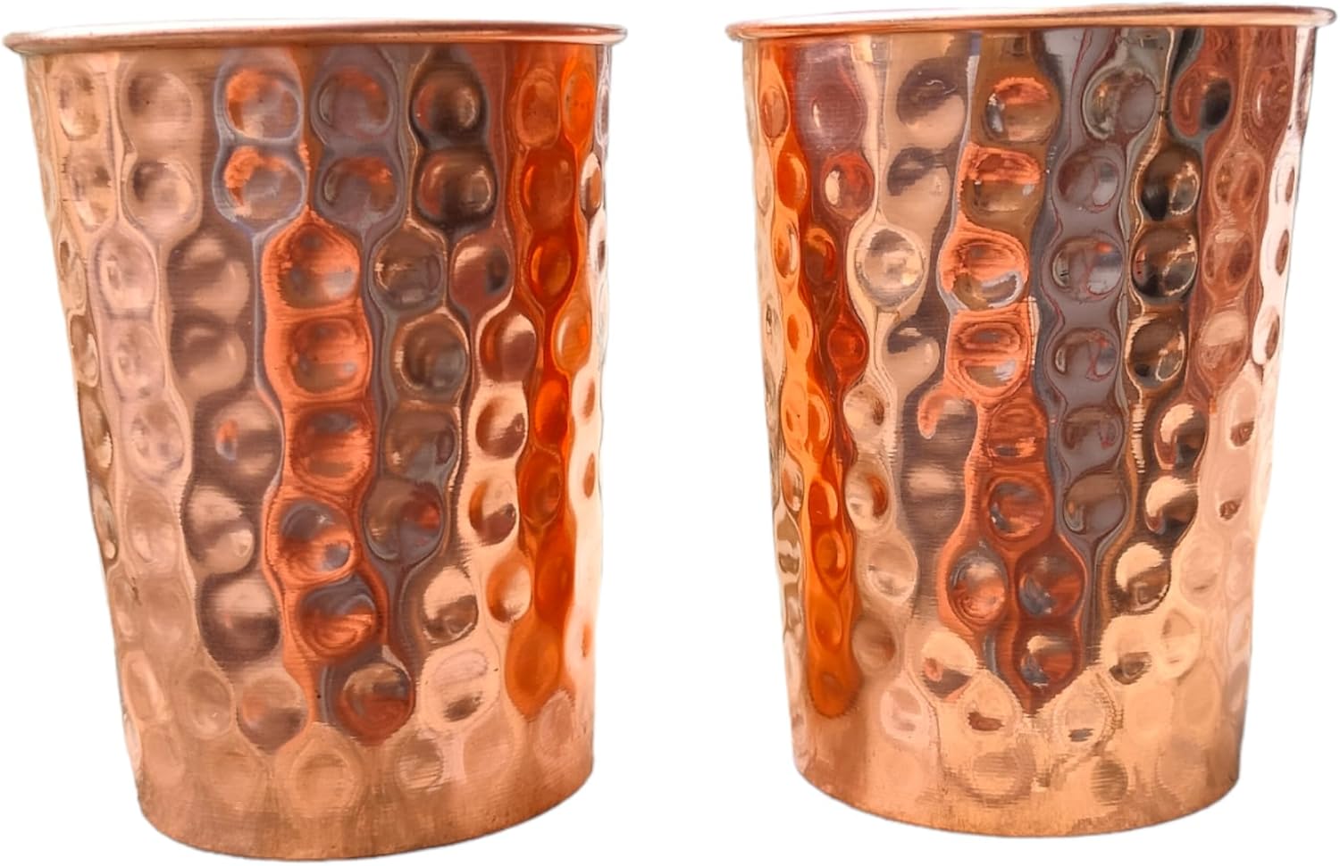 Set of 2 Hammmered Pure Copper Cups For Drinking Water Glasses Tumbler