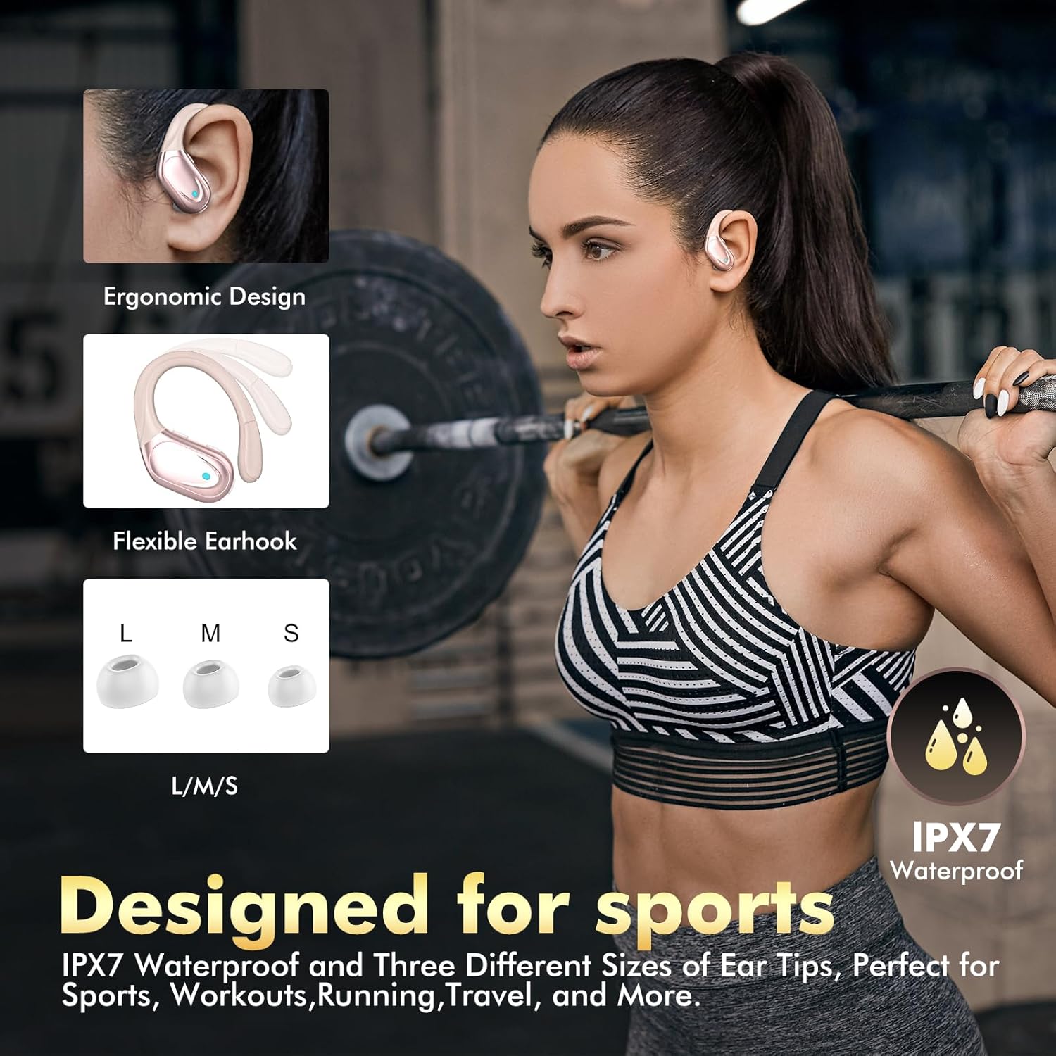 Wireless Earbuds, Sports Bluetooth Headphones, 80Hrs Playtime Ear Buds
