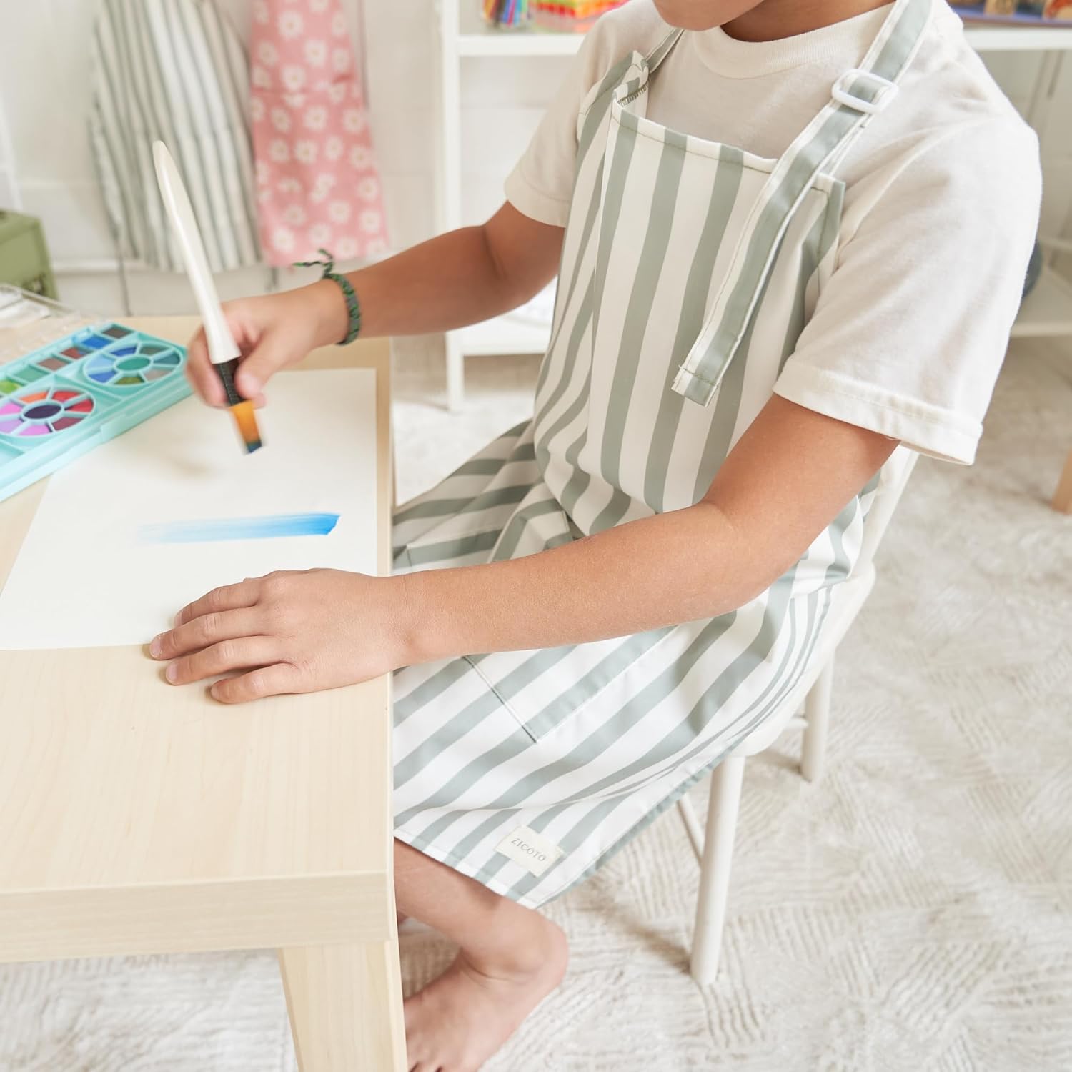 ZICOTO Kids Apron for Girls & Boys - Toddler Apron with Pocket for Coo