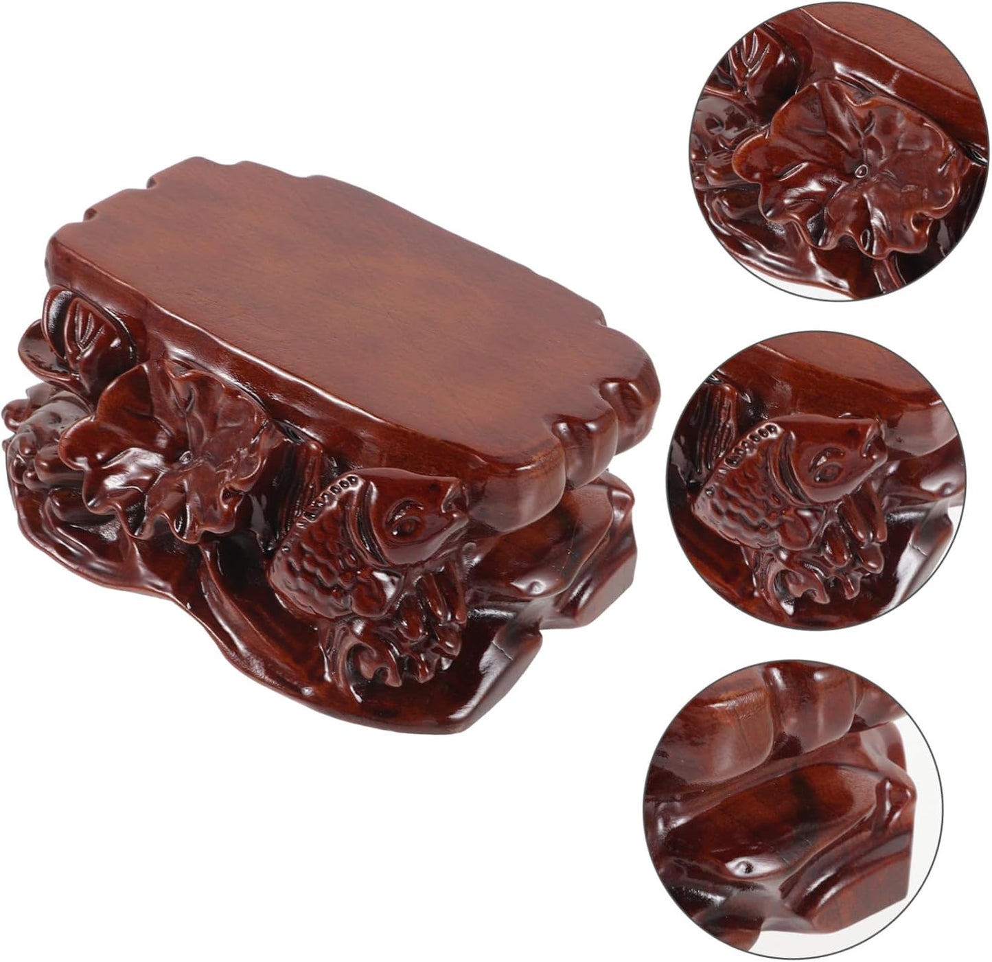 PRETYZOOM Wooden Pedestal Stand for Plants and Decorations Carved Solid Wood Riser Display Tray Elegant Flower Pot Base for Home Decor Unique Centerpiece for Dining Table and Counter