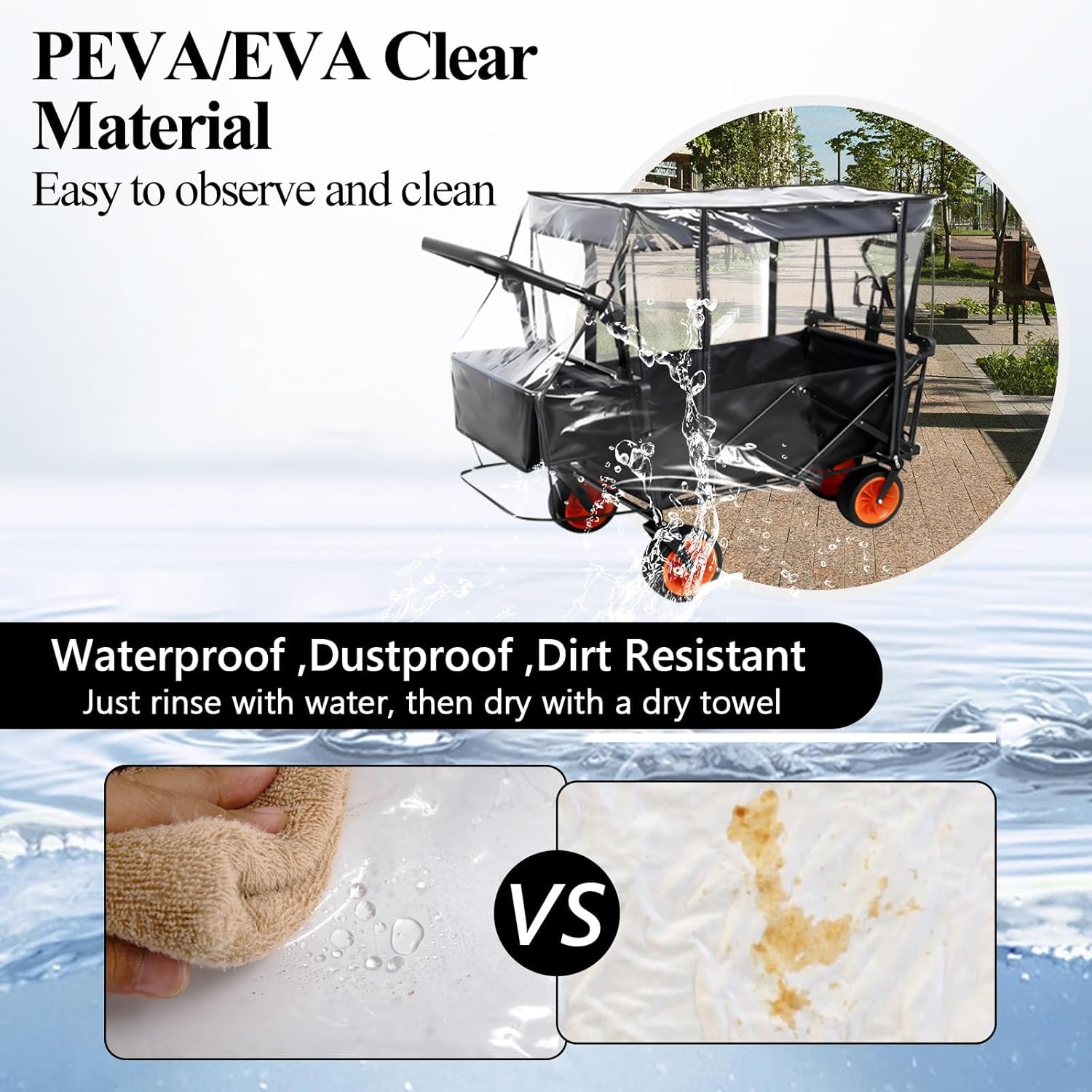 Wagon Rain Cover,Waterproof Sun Collapsible Cart Canopy Shade Wagons A