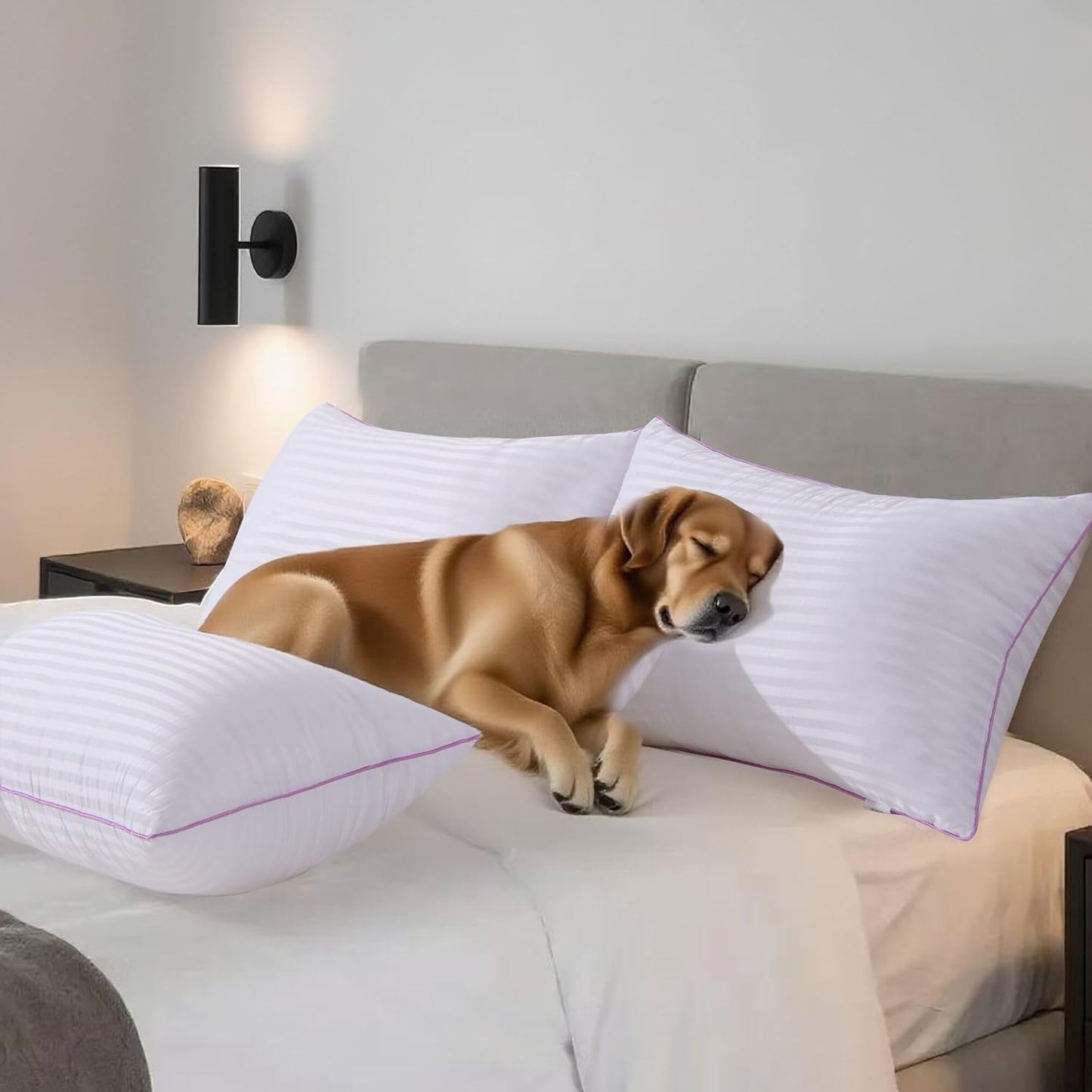 Pillows King Size Set of 2,Breathable Hotel Collection Bed Pillows for Sleeping Medium Soft Down Alternative Microfiber Filled,20 x 36 Inches