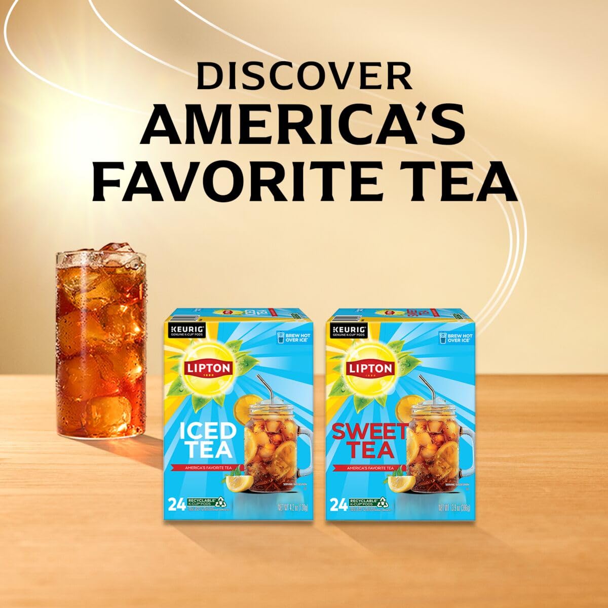 Lipton Unsweetened Black Iced Tea K-Cups 24-Pack for Keurig Coffee Mak