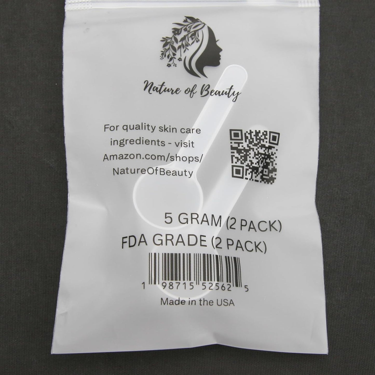 5 Gram Scoop for Creatine, Powders, Cooking, Recipes, Lab, Food Grade, Meets FDA Standards, USA Made - The Nature of Beauty Brand (2-Pack)