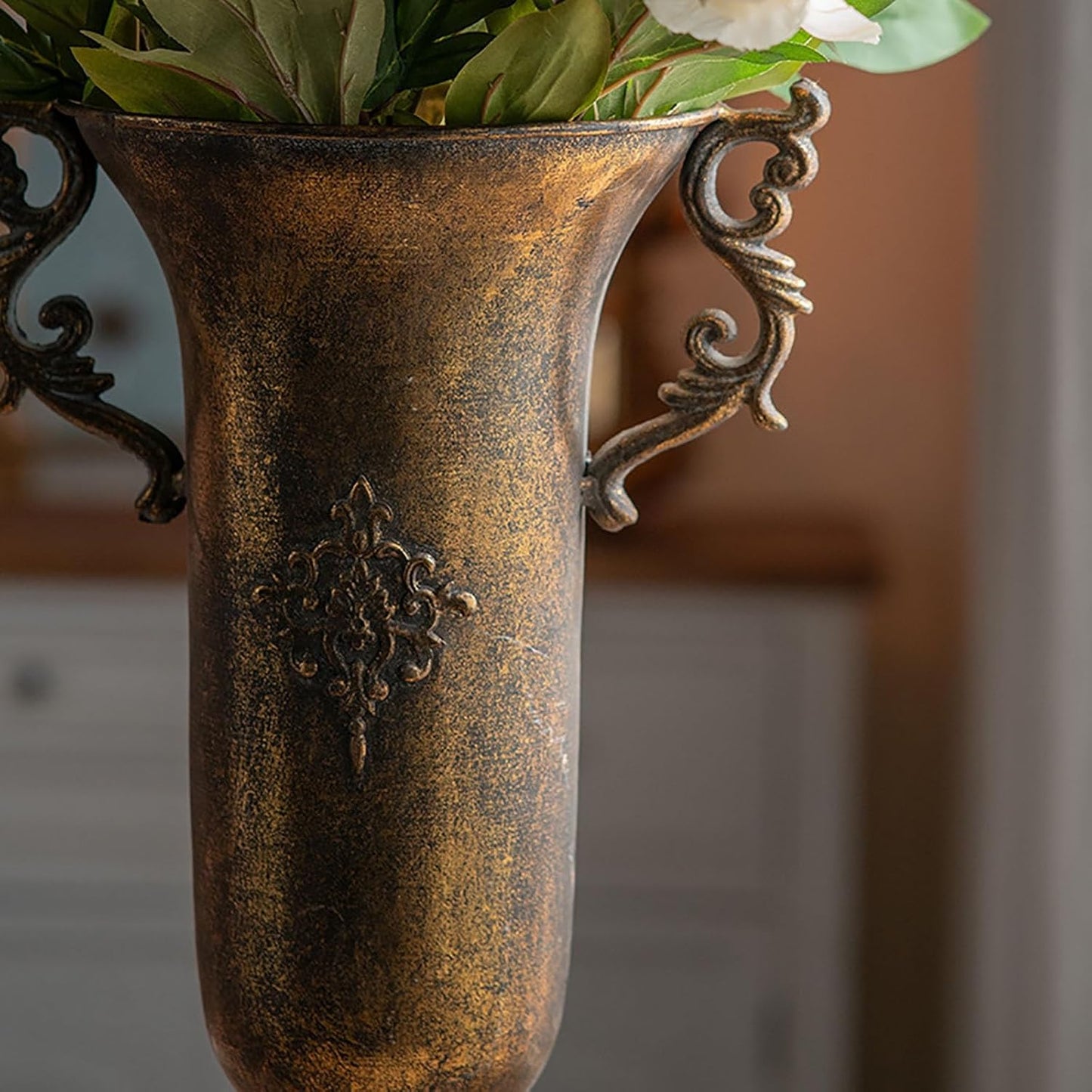 Vintage European Style Roman Column Planter, Iron Plant Pots, Lightwei