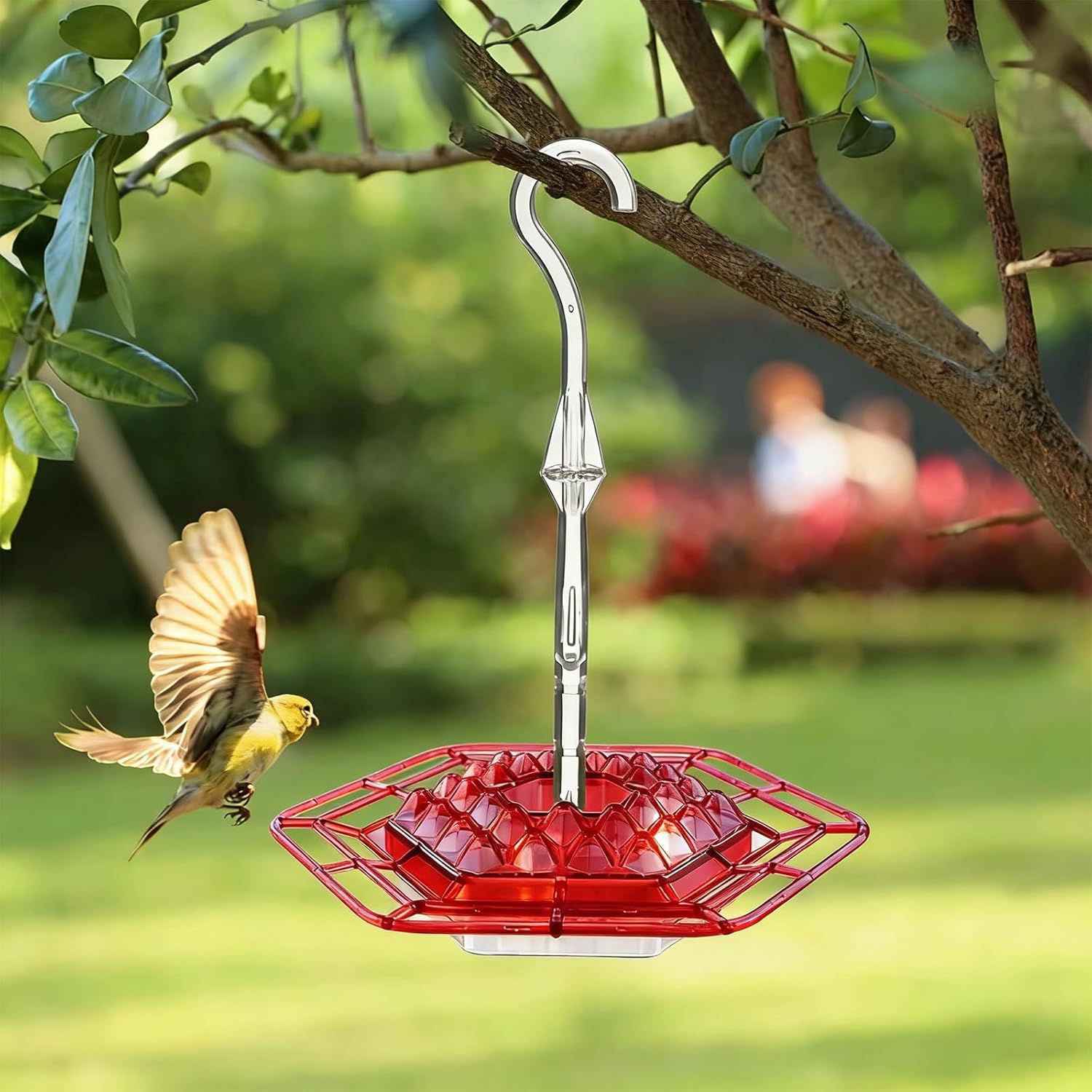 Hummingbird Feeders for Outdoors Hanging with 30 Feeding Ports Saucer 