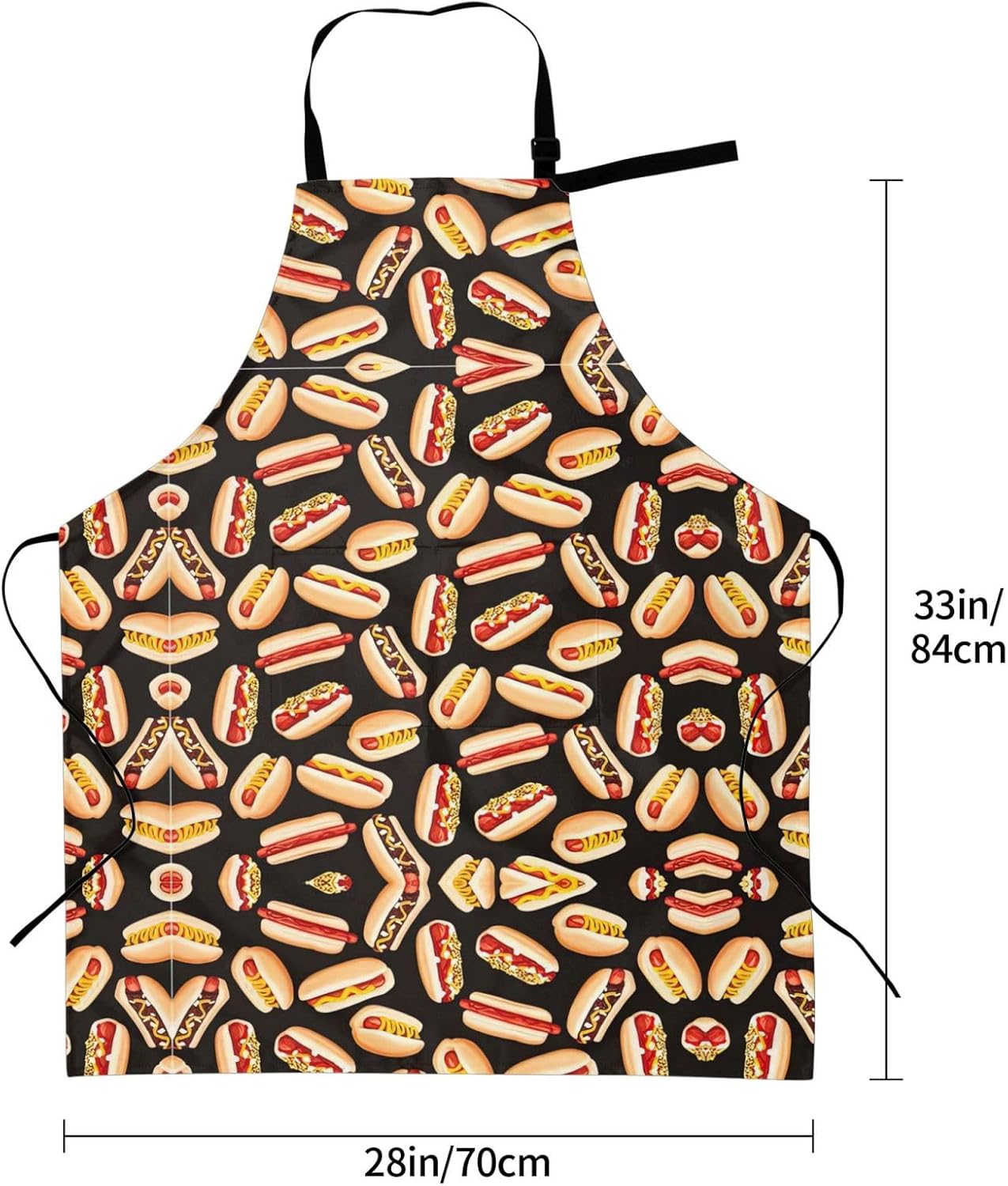 Fun Food Hot Dogs print Waterproof apron with pocket adjustable cooking apron for adult kitchen bibs to bake