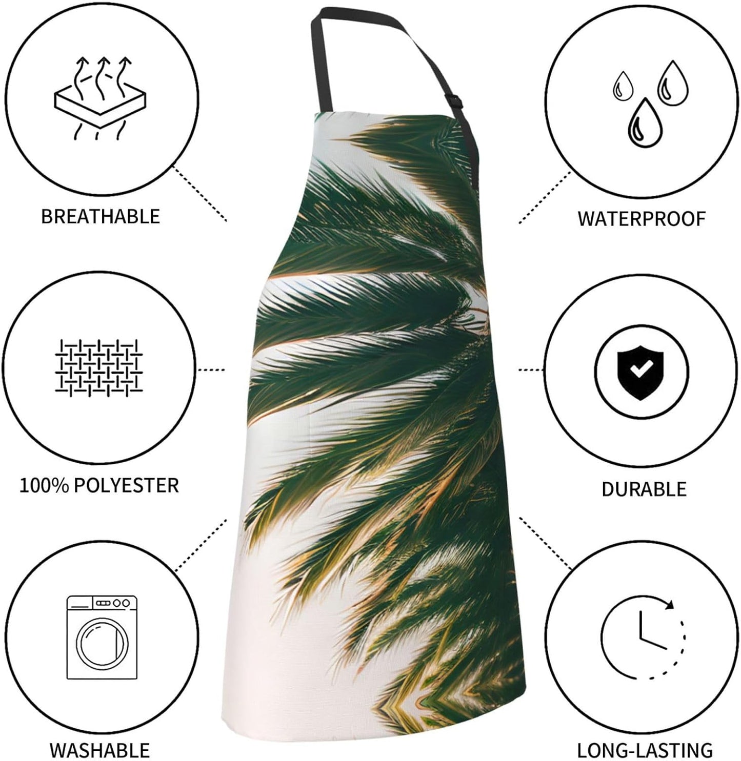 Los Angeles Palm Trees print Waterproof chef's apron with pocket apron for kitchen cooking baking barbecue and gardening
