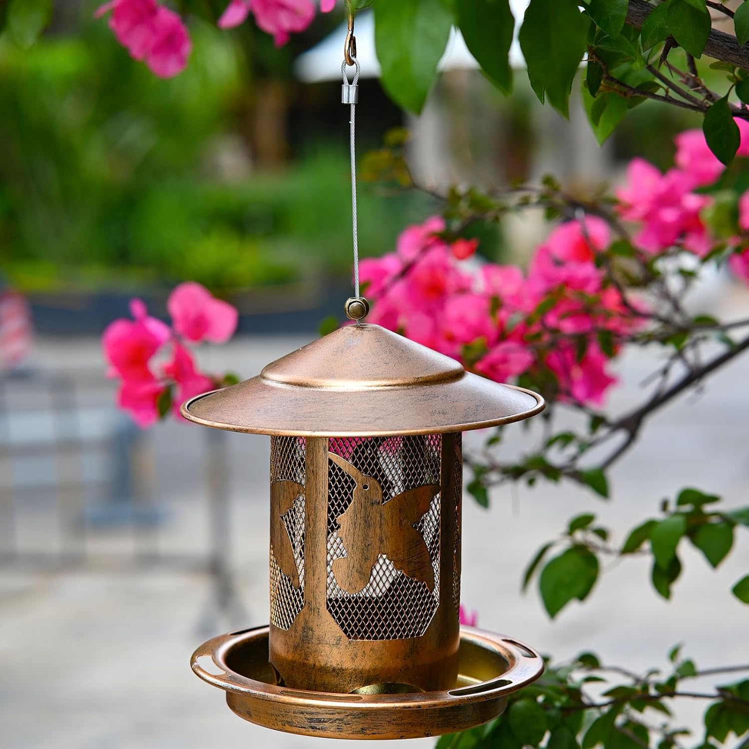 Anti Squirrels Metal Wild Bird Feeder Feeding Stations Wide Roof Prote