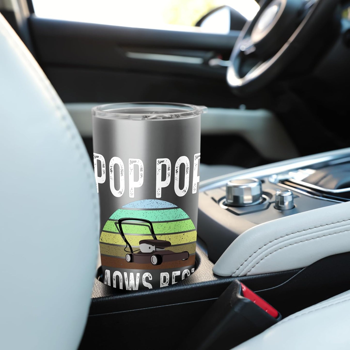 Funny Pop Pop Mows Best Lawn Care Grass Mowing Lawn Mower Stainless Steel Insulated Tumbler