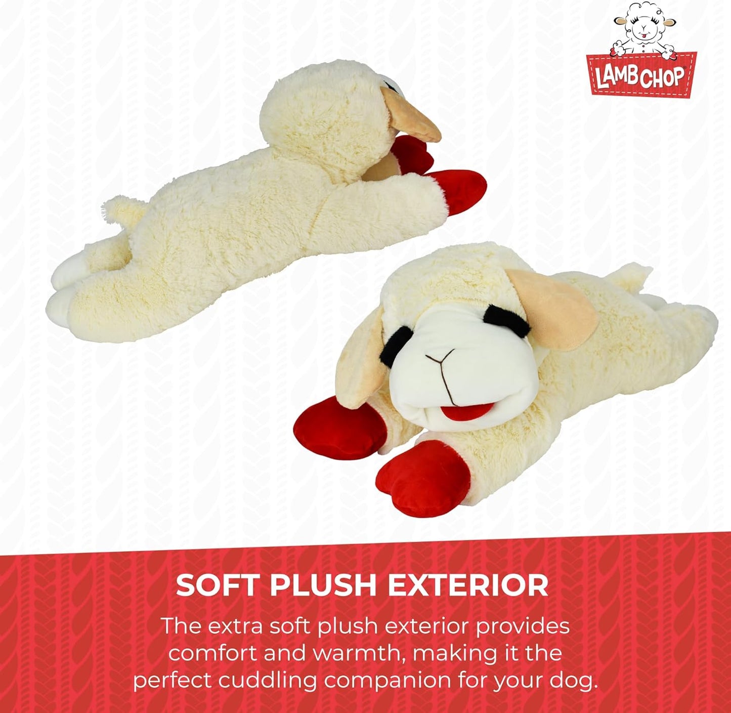 Multipet Lamb Chop Dog Plush Toy - Squeaky Toy for All Dogs - Extra So