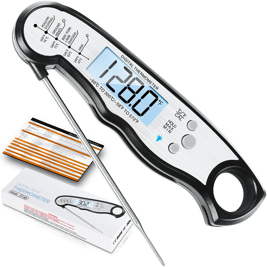Digital Meat Thermometer, Waterproof Instant Read Food Thermometer for