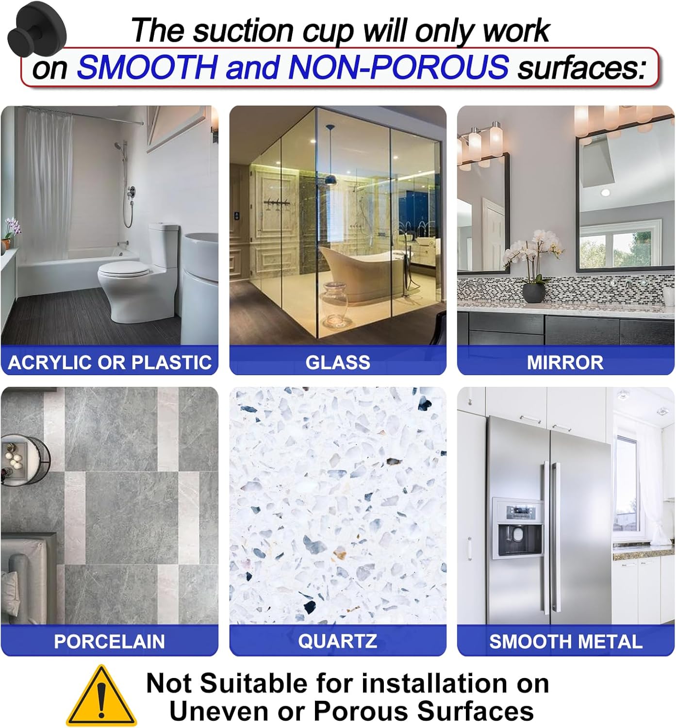 Suction Cup Hooks for Shower, Removable Towel Hooks for Bathroom Windo