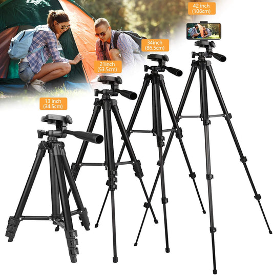 Phone Tripod, LINKCOOL 42 inches Portable Adjustable Cell Phone Tripod Stand with Phone Mount & Wireless Control Remote for iPhone/Android Smartphone - Black