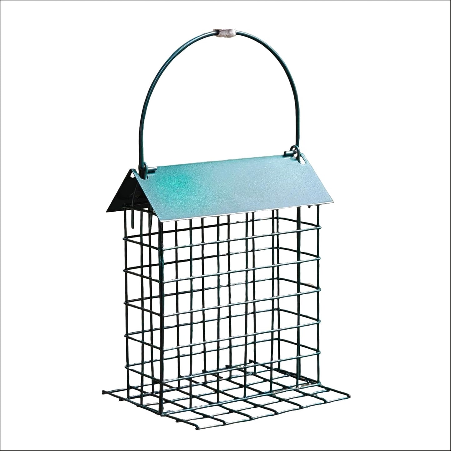 Wild Birds feeders Metal Roof-Suet Cakes Cage Bird Feeder Outdoors or Outside Garden Yard Patio Hanging Outdoors or Outside Garden Yard Patio Hanging （Dark Green）