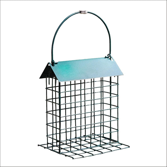 Wild Birds feeders Metal Roof-Suet Cakes Cage Bird Feeder Outdoors or Outside Garden Yard Patio Hanging Outdoors or Outside Garden Yard Patio Hanging （Dark Green）