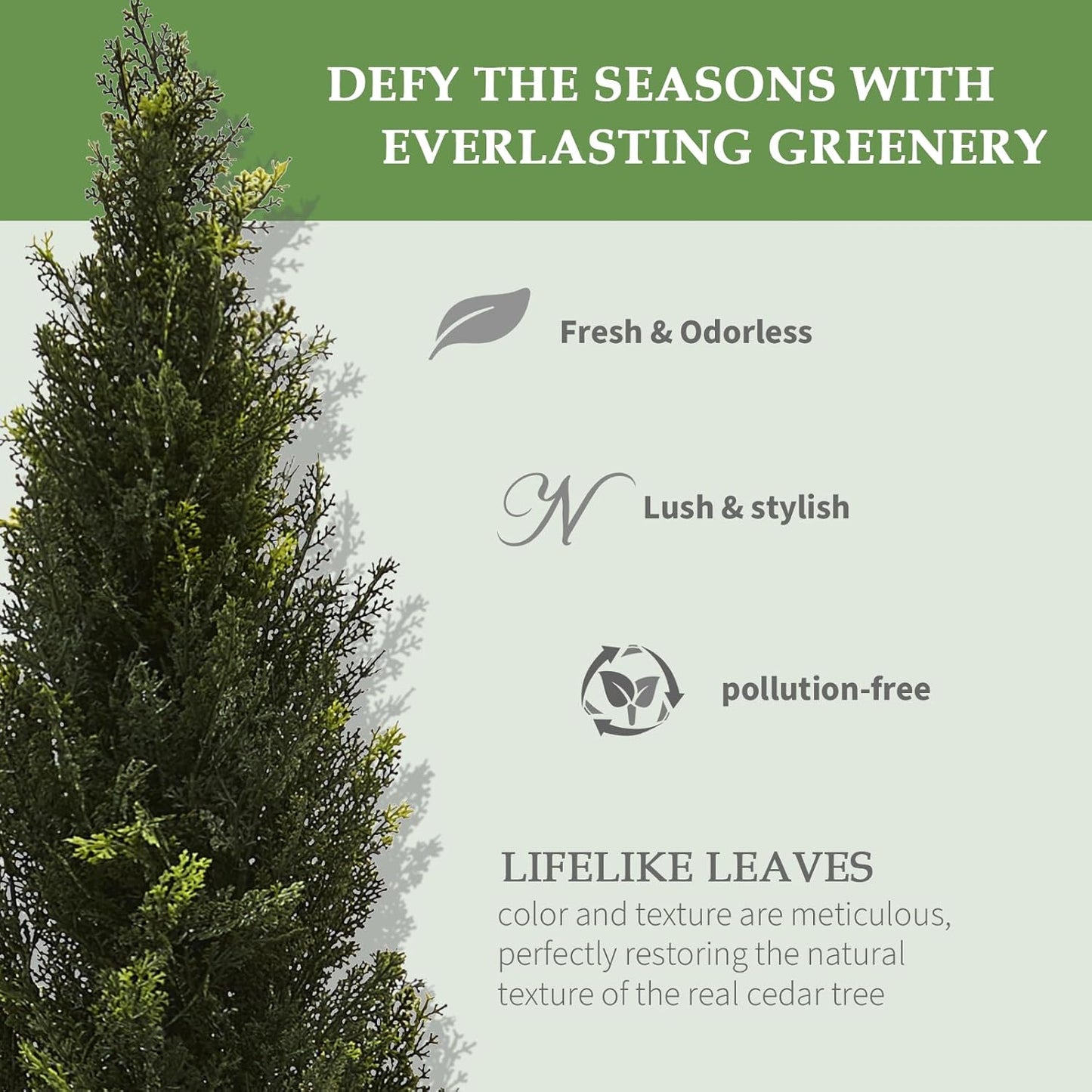 Artificial Cedar Topiary Tree - 5FT Tall Fake Plants with White Tall Planter, Artificial Plants Indoor Floor Plant in Pot, Realistic Faux Tree for Home Office Living Room Decor
