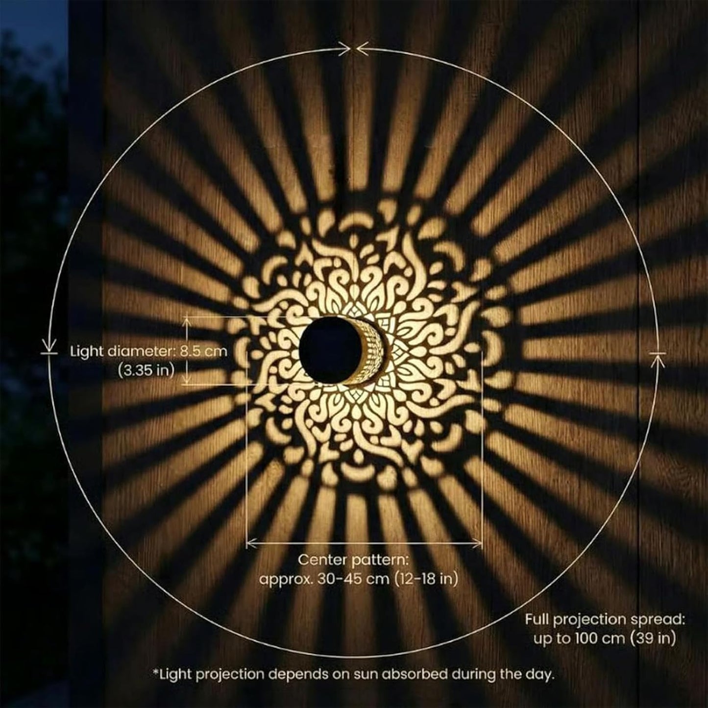 2Pcs Decorative Solar Mandala Lights, Metal Outdoor Waterproof Decorative Lights for Garden Patio Deck Steps, Solar Powered Wall Lantern for Yard Post & Front Door