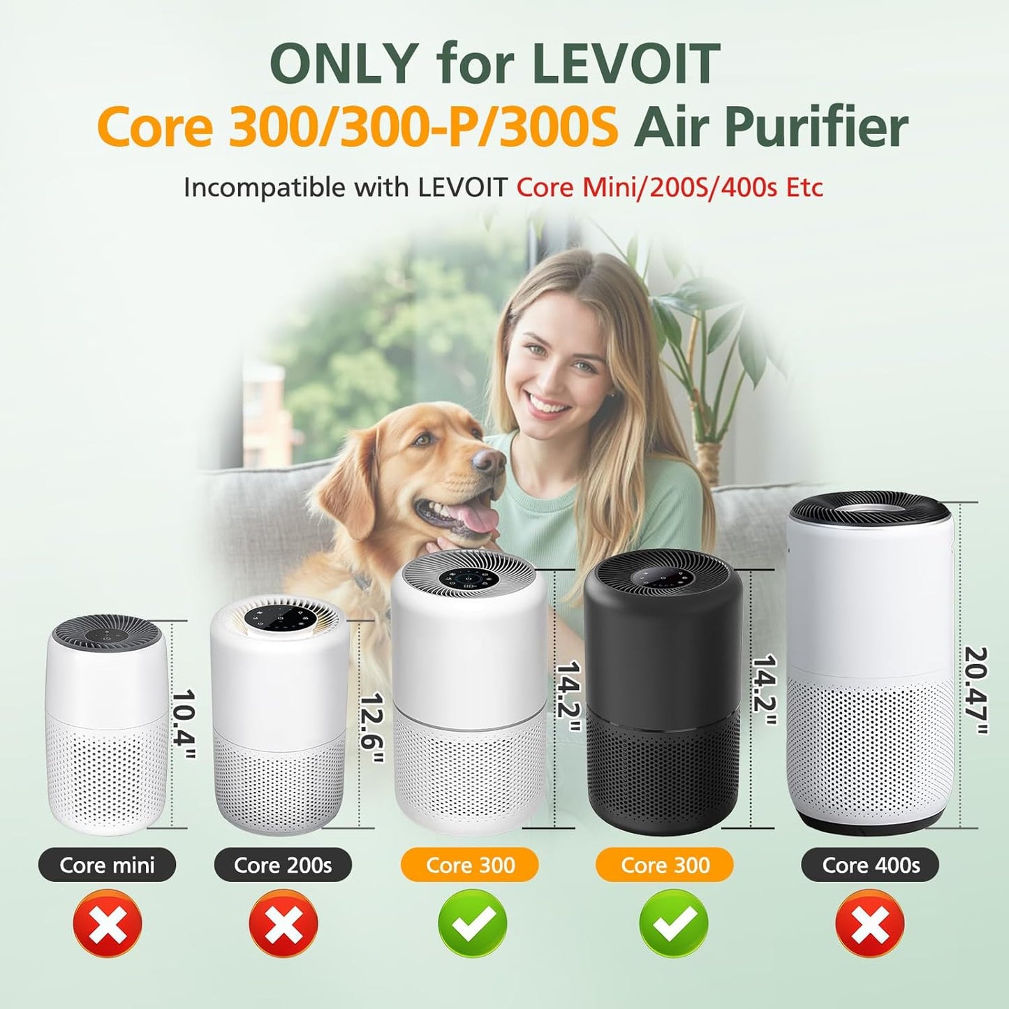 Core 300 Replacement Filter for LEVOIT Core 300 Core300-P Core 300S Co