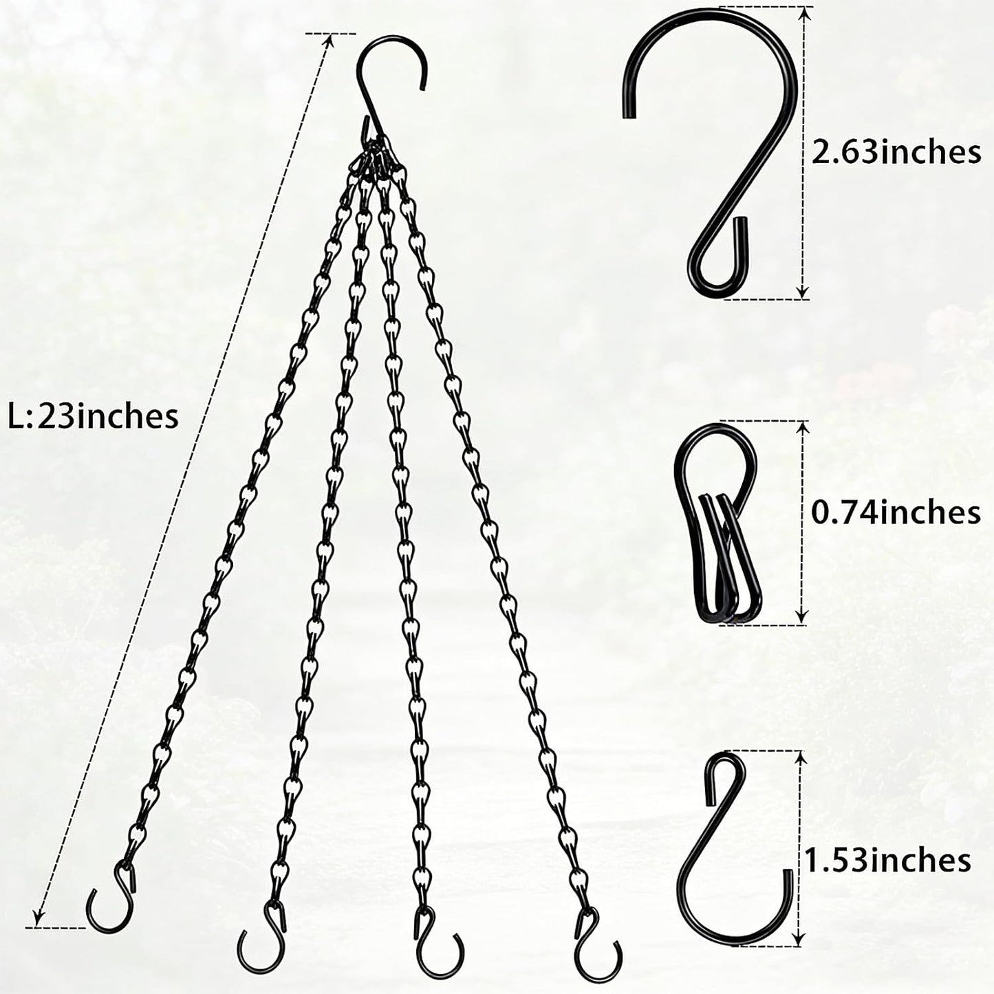 3 Pack 23 Inch Plant Hanger Chains with Hooks - Replacement Hanging Ba