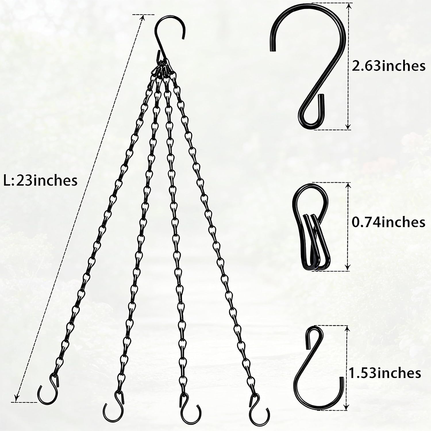 3 Pack 23 Inch Plant Hanger Chains with Hooks - Replacement Hanging Ba