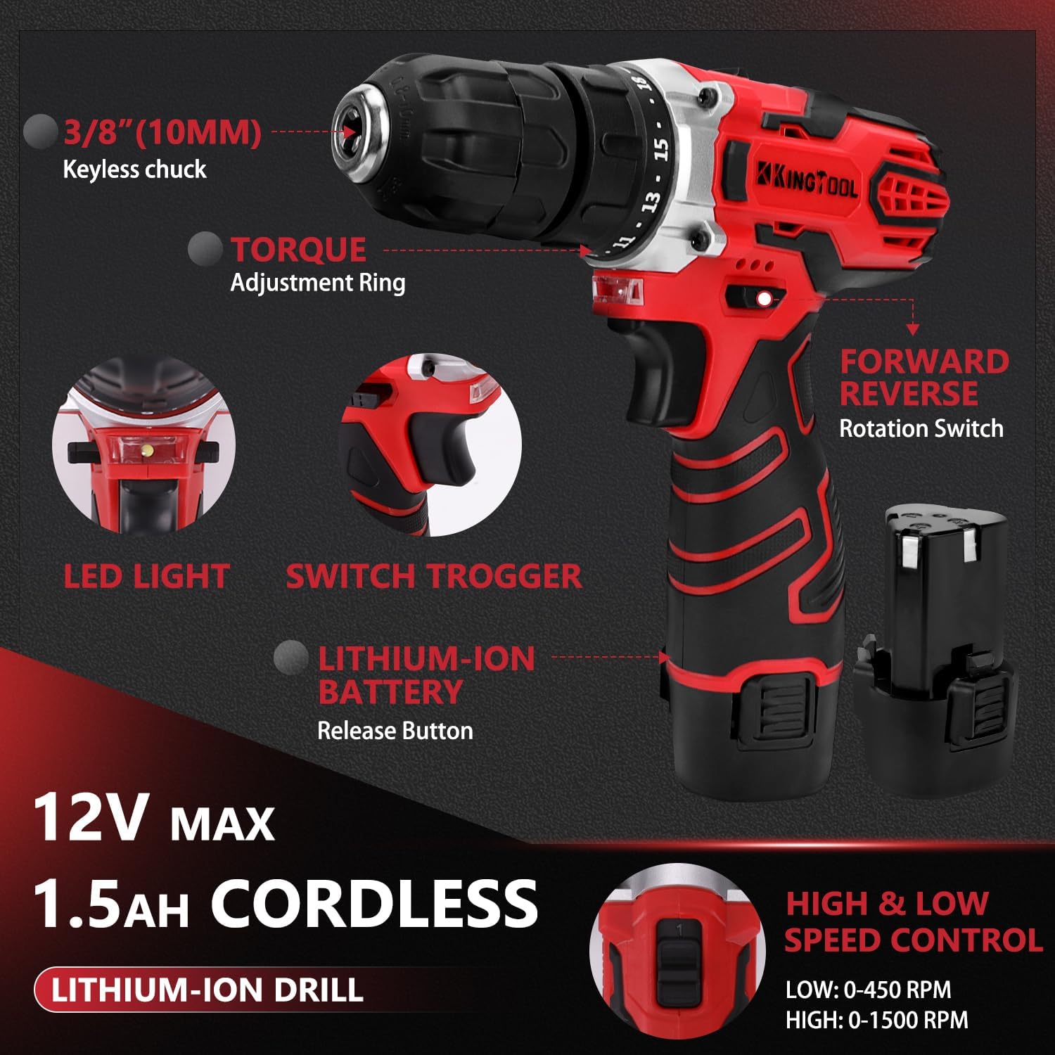 KingTool 276-Piece Tool Set Kit - Tool kit with 12V Cordless Power Dri