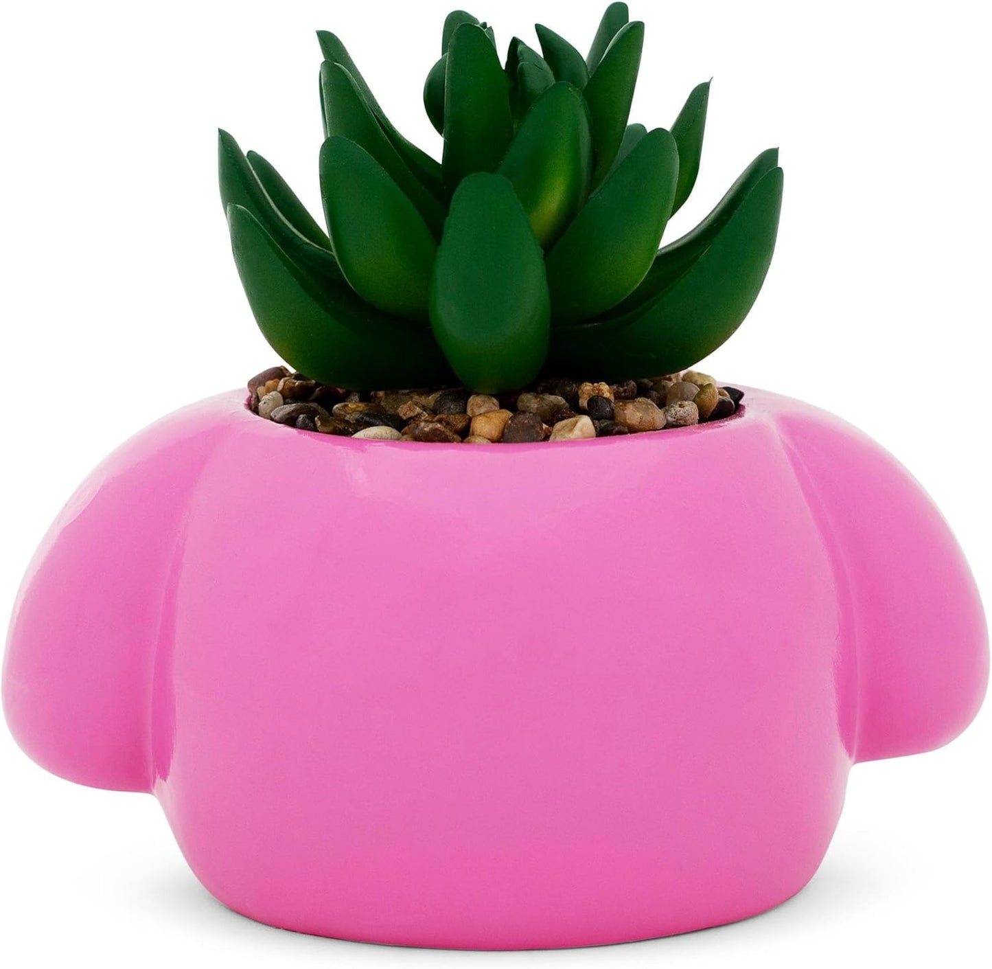 Toynk Sanrio My Melody 3-Inch Sculpted Ceramic Mini Planter with Artificial Succulent | Cute Flower Pot, Faux Indoor Plants