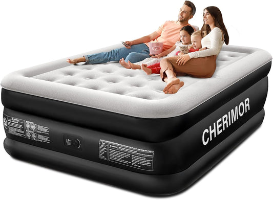 Queen Air Mattress with Built-in Pump, 18" Raised Comfort, 48Hr Leak-P