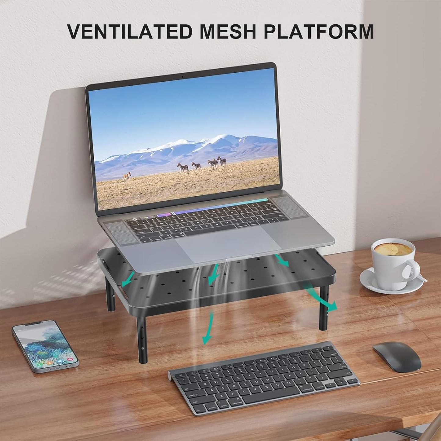 WALI Computer Monitor Stand for Desk, Adjustable Laptop Riser, Desk Mo