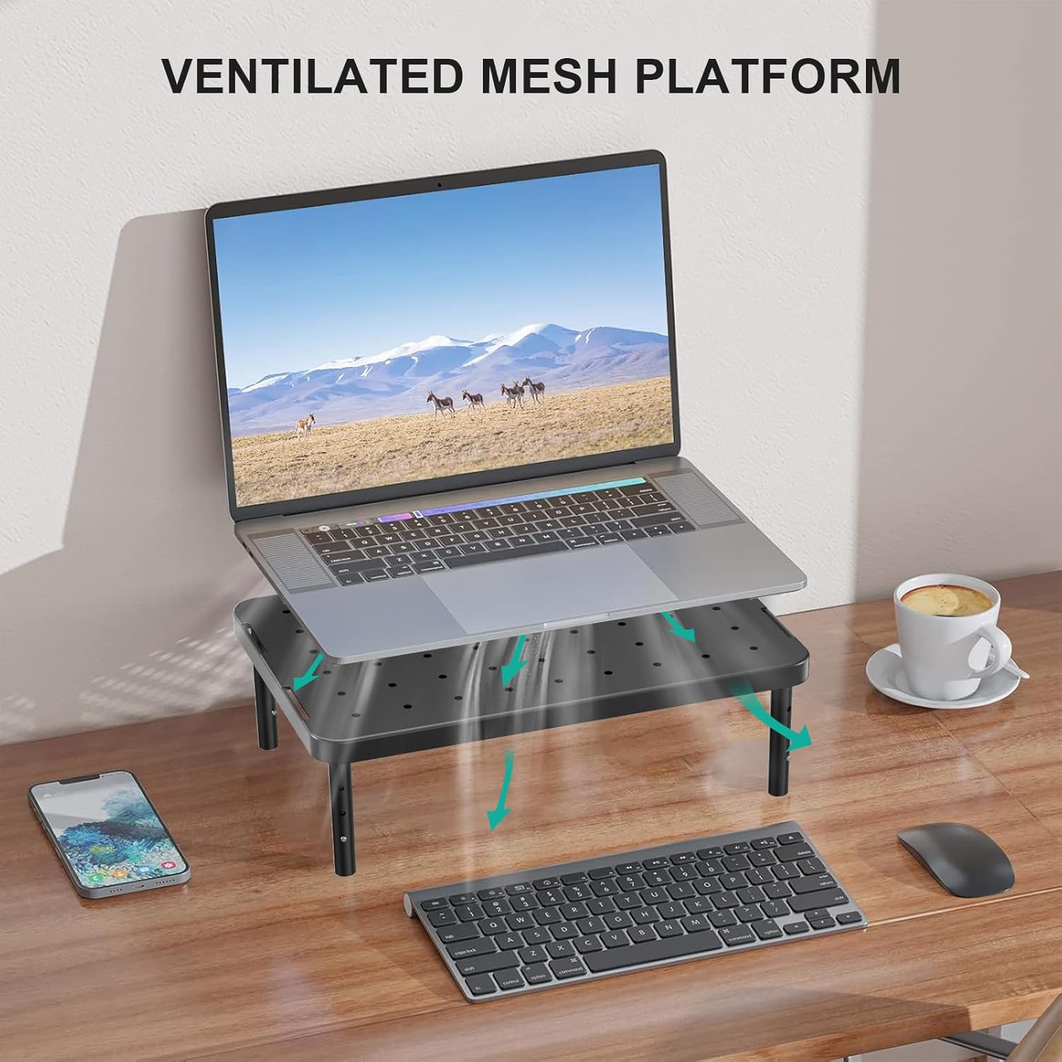 WALI Computer Monitor Stand for Desk, Adjustable Laptop Riser, Desk Mo