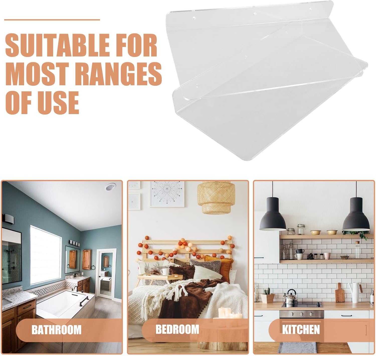 Milisten 2pcs Acrylic Wall Planter Shelf with Suction Cup, L-Shaped 30