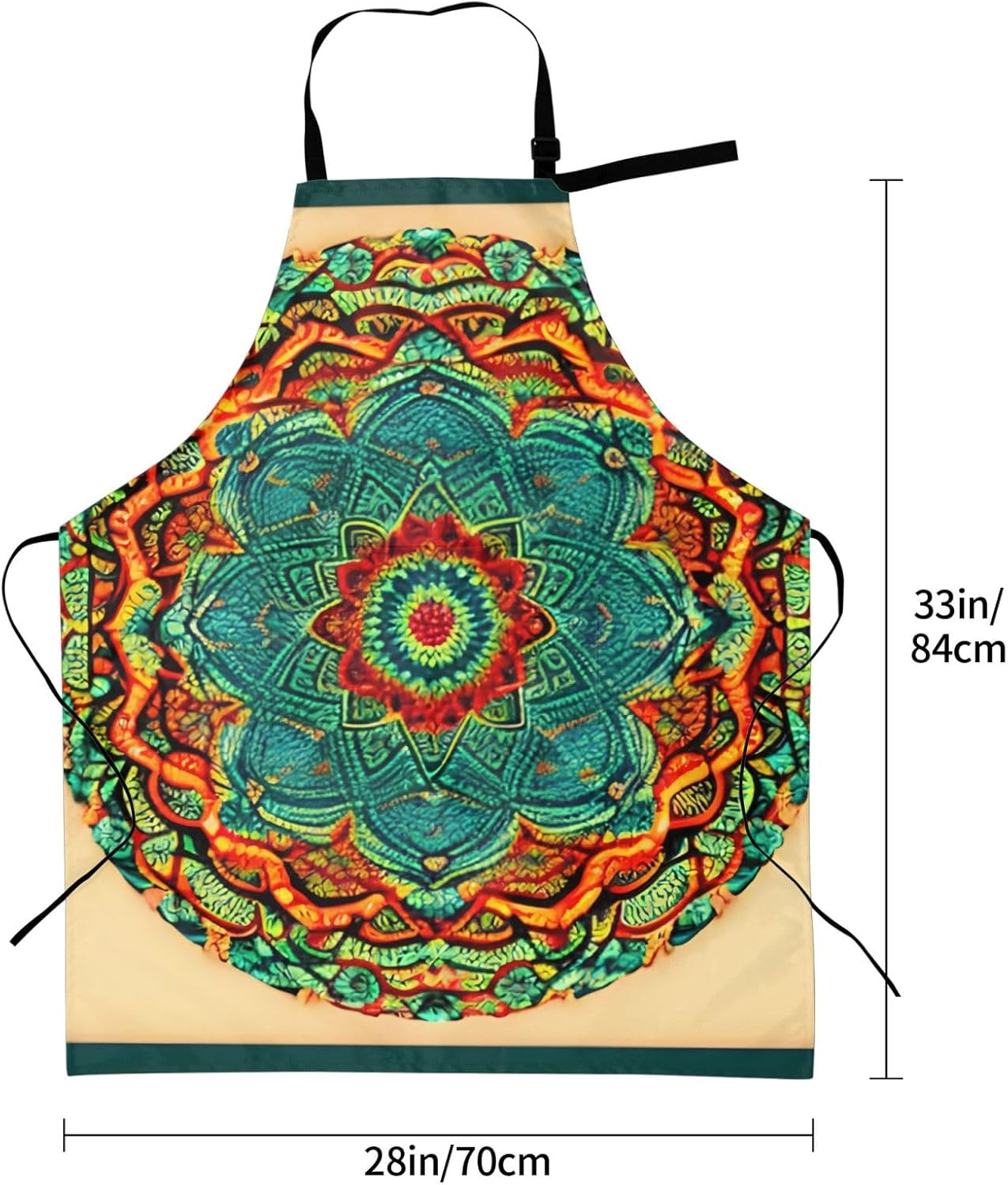 YANYU Mandala Print 28x33 In Kitchen Apron Stylish Chef Apron with Pockets for Cooking Baking Painting