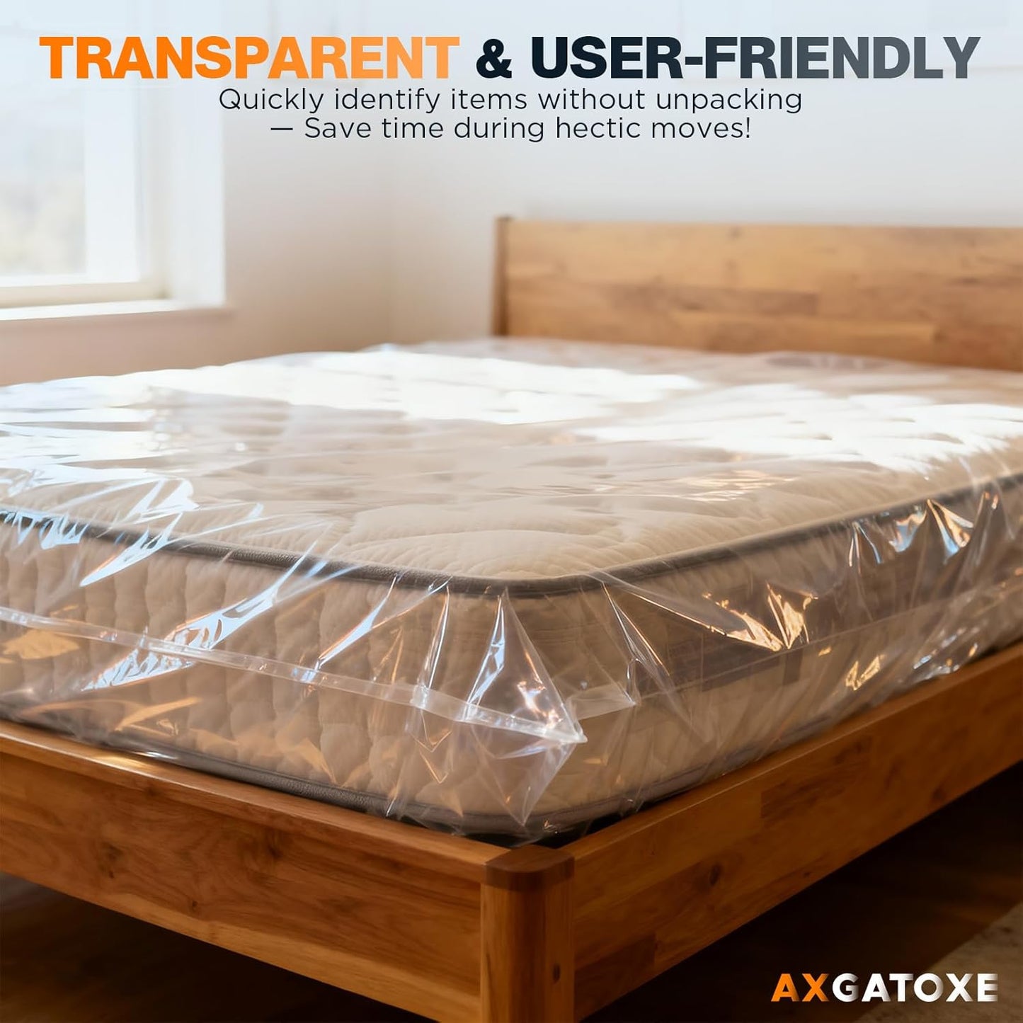 Plastic Mattress Bag for Moving Storage, Waterproof Mattress Cover, Mattress Protector for Moving Supplies - Queen Size (1.5MIL)