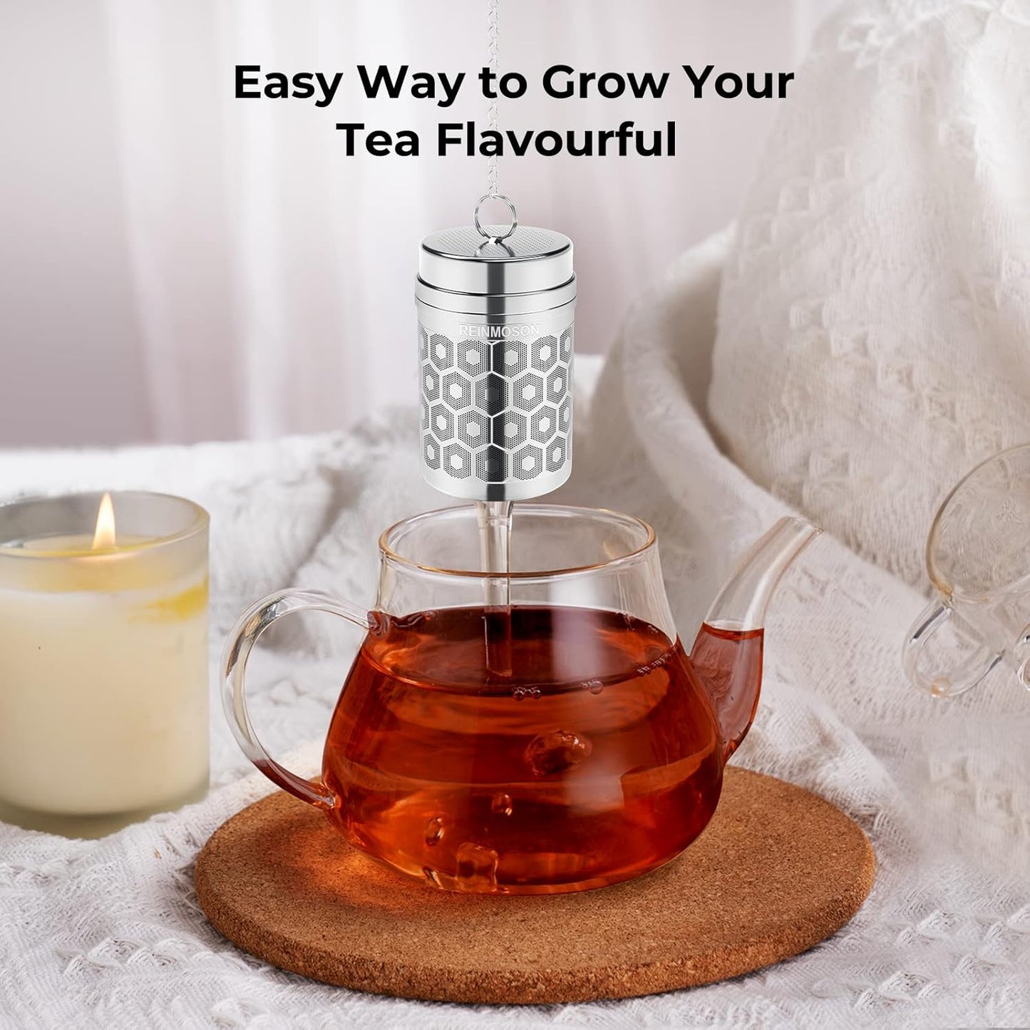 Reinmoson Tea Strainers for Loose Tea, Extra Fine Mesh Tea Infuser, 30