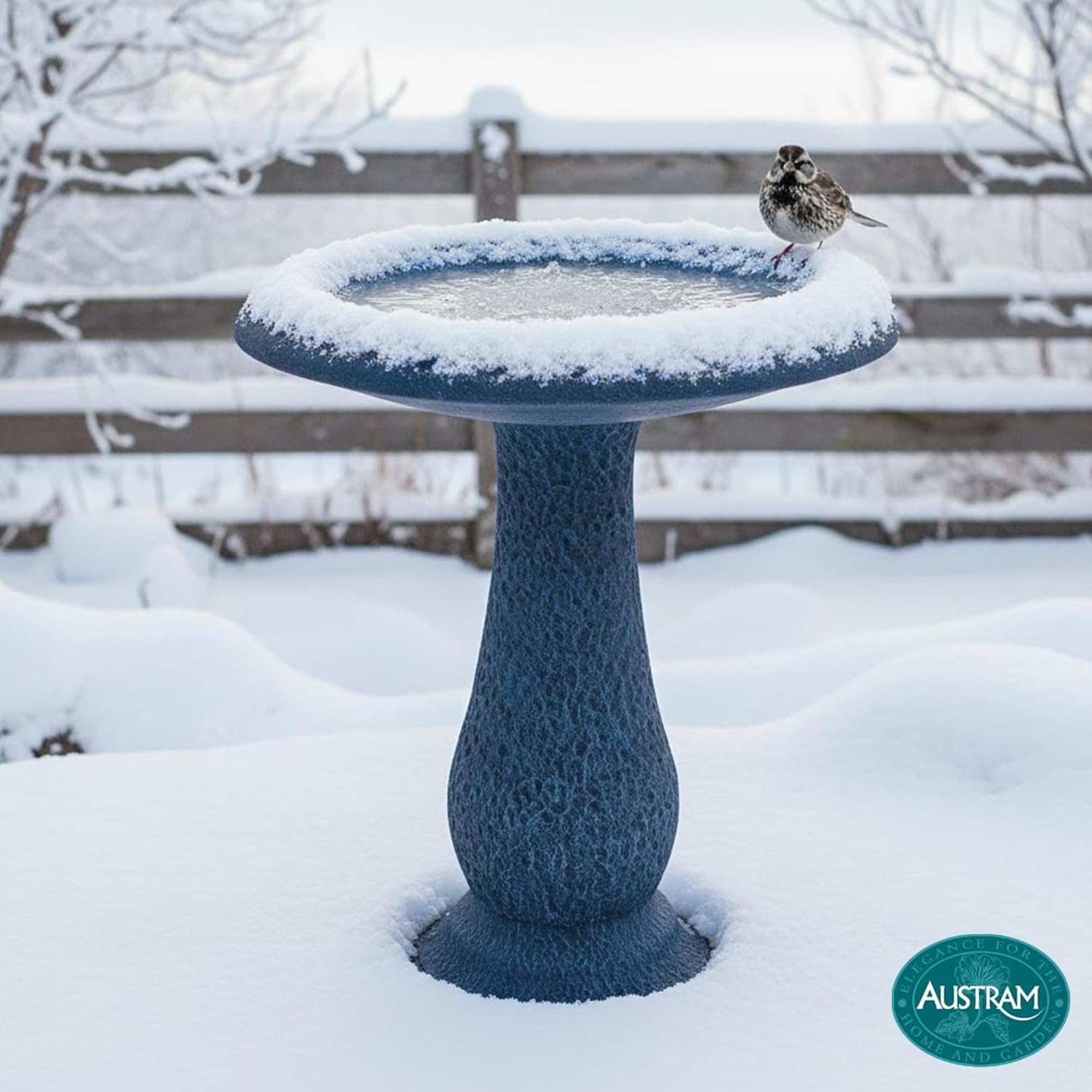 Pedestal Birdbath with Solar Fountain, Resin Stone Composite Outdoor G