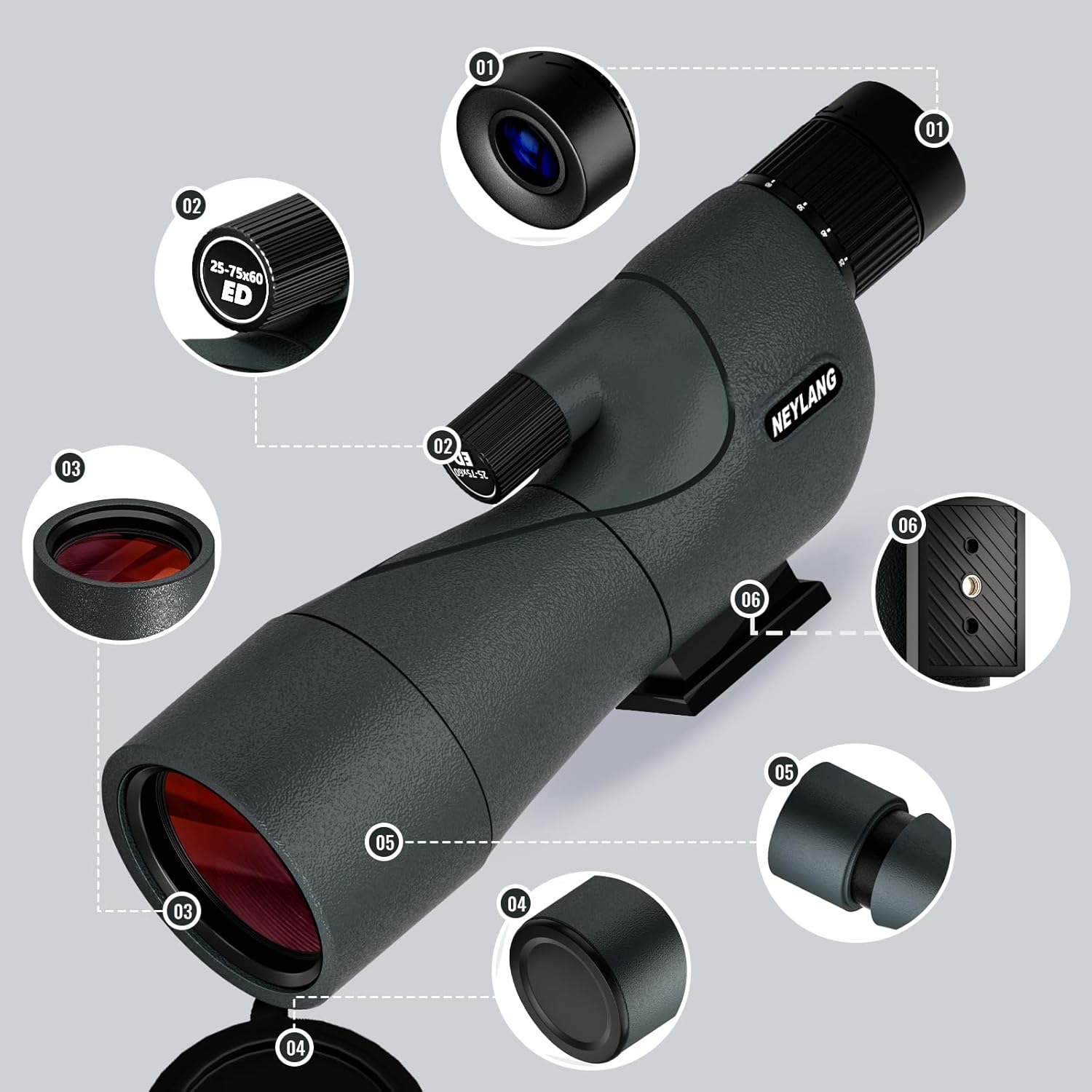 25-75X60 Spotting Scope for Shooting Hunting - Spotter Scopes with Tri
