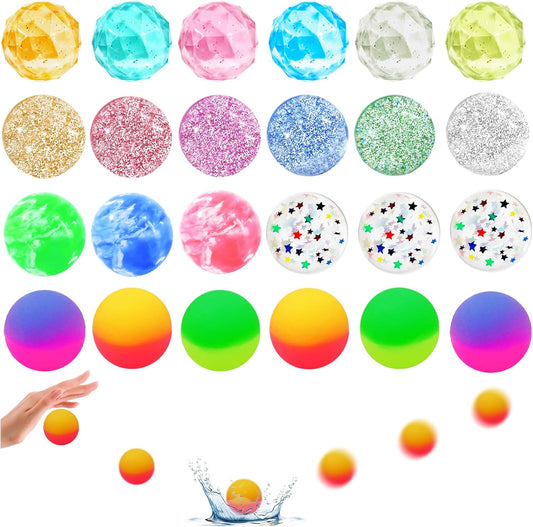 Easter Egg Fillers - Easter Basket Stuffers - 24 Bouncy Balls, Fidget Toys, Easter Basket Essentials Party Favors Supplies, Family Games Prize Bulk Birthday Gifts for Boys Girls Teens Classroom