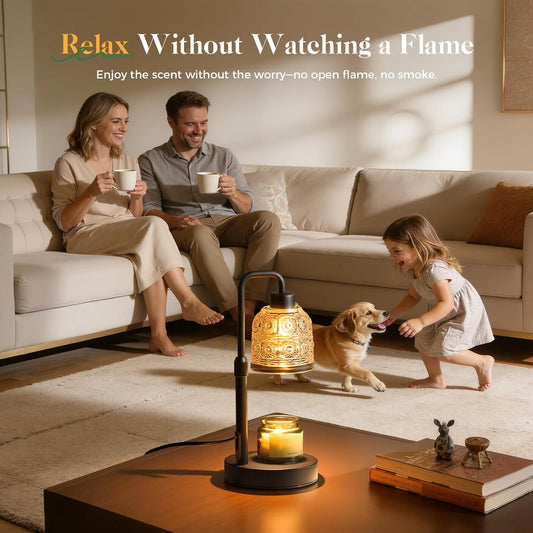 Candle Warmer Lamp with Timer Dimmer, Adjustable Height Wax Melt Warmer for Jar Candles, Housewarming Gift, Birthday Mother's Day Valentines Gifts for Women Mom Sister Wife Bedroom New Home Room Decor