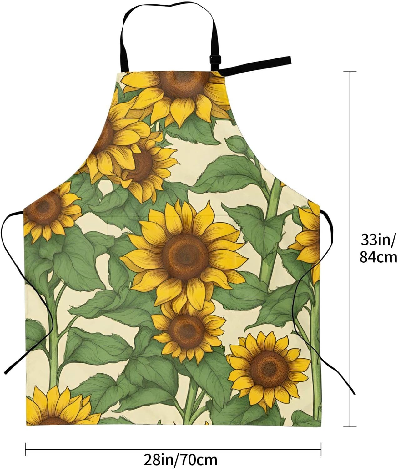 YANYU Sunflower Print 28x33 In Kitchen Apron Stylish Chef Apron with P