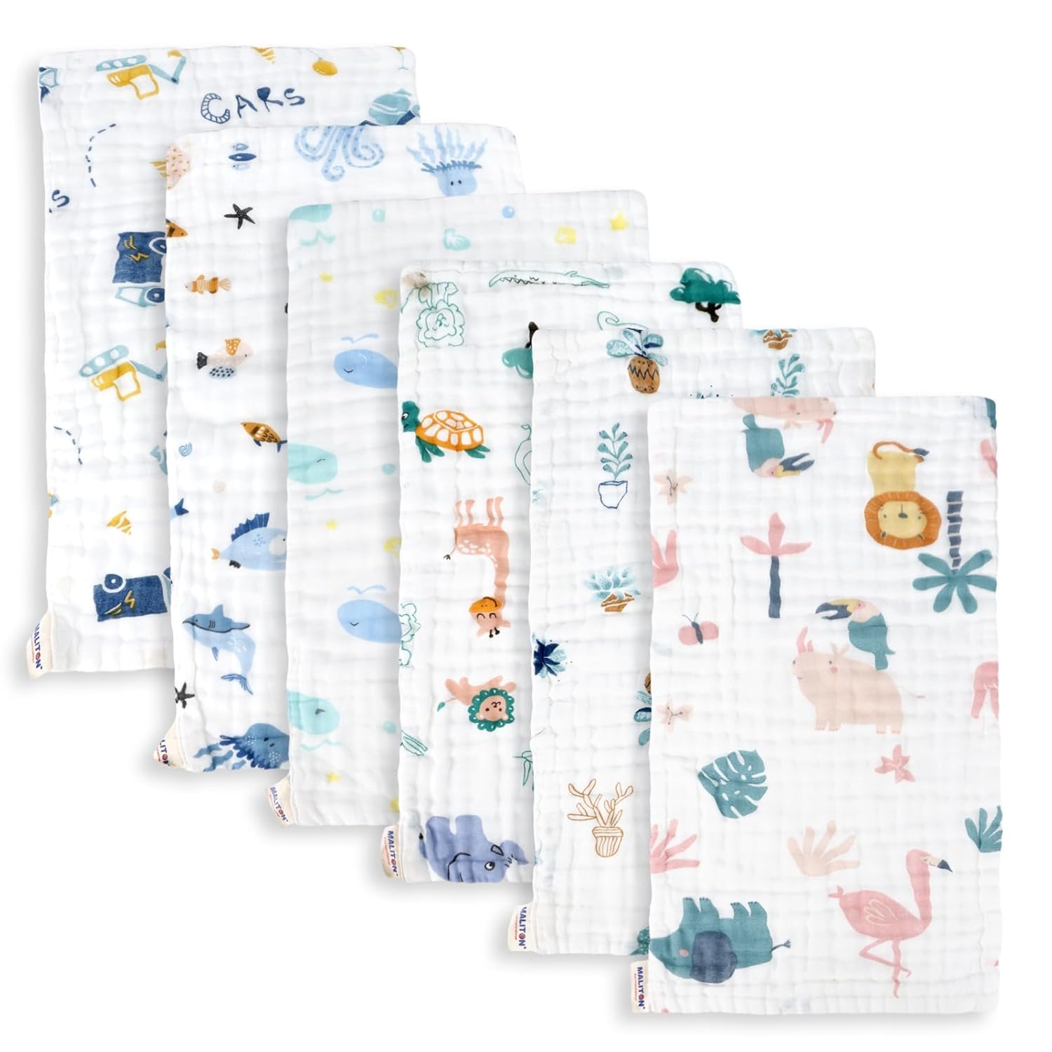 Maliton Muslin Baby Burp Cloths 6 Pack Large 20''x10'' 100% Cotton Bur