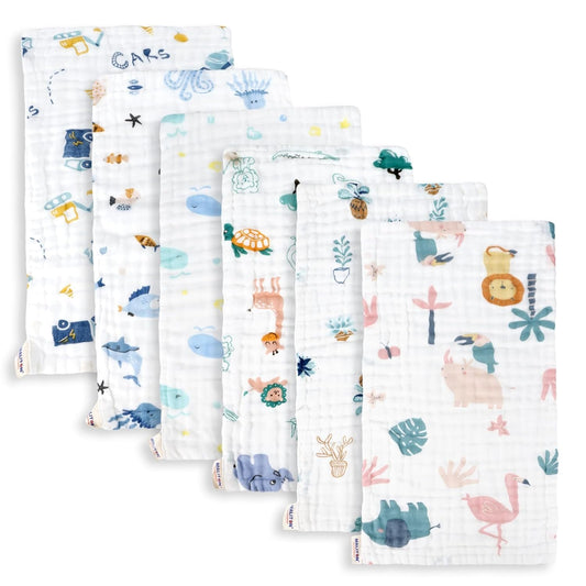 Maliton Muslin Baby Burp Cloths 6 Pack Large 20''x10'' 100% Cotton Bur