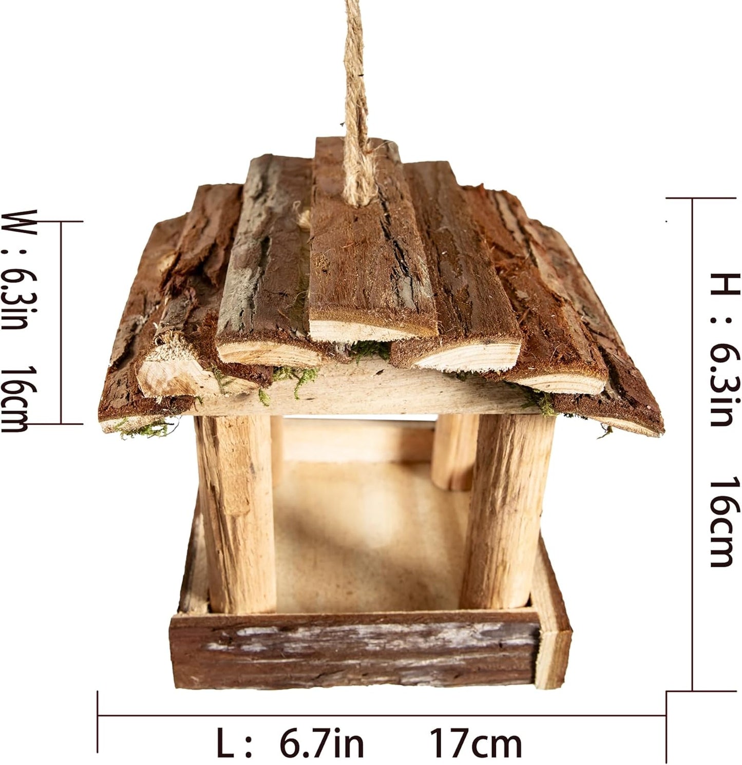 YCHTEWY-Handmade Wooden Outdoor Bird Feeder, 7-Inch, Wild Bird, Ranch Patio Yard Tree Hanging