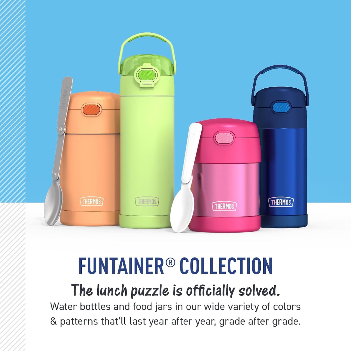 THERMOS FUNTAINER Water Bottle with Straw - 12 Ounce - Kids Stainless 