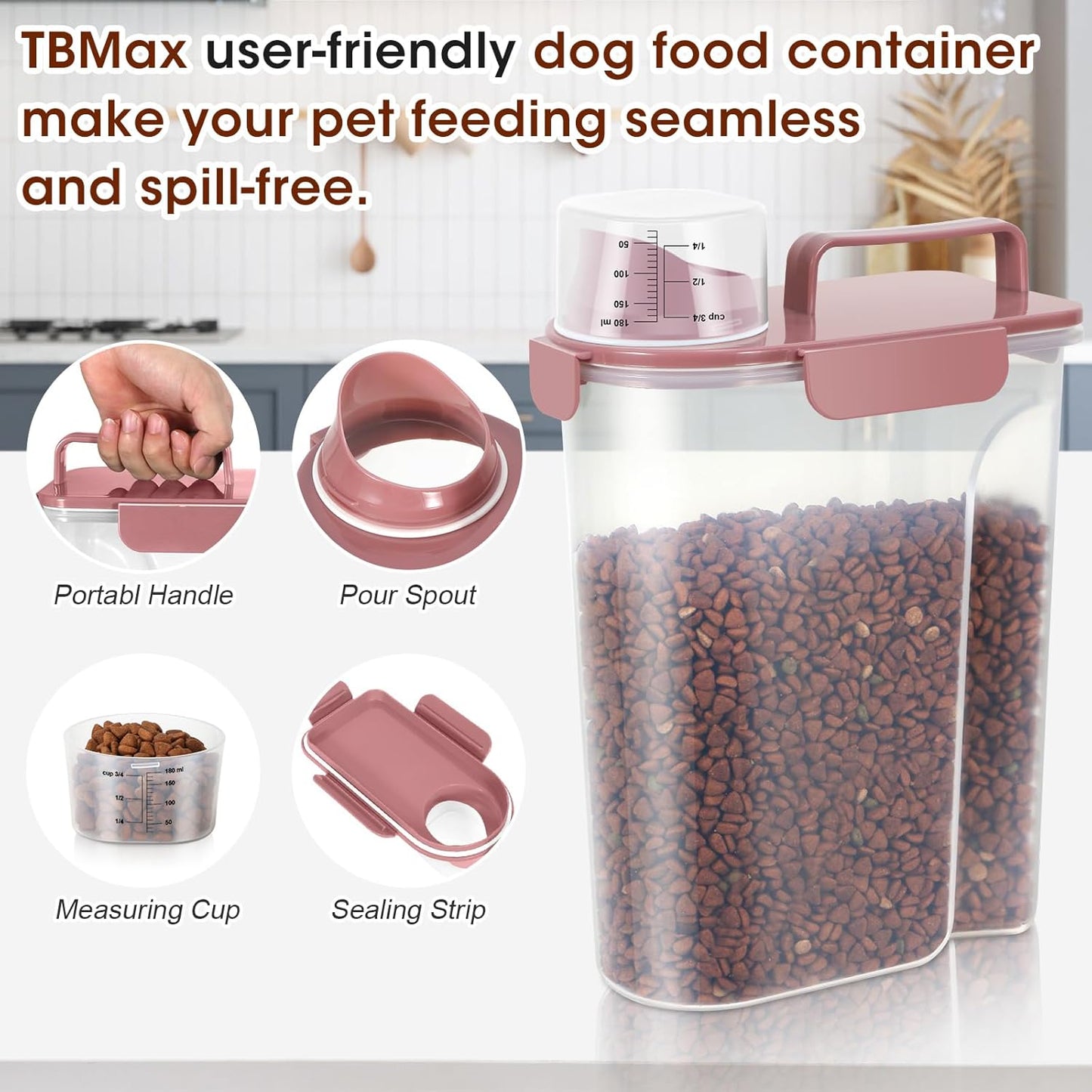 TBMax Portable Dog Food Storage Container 5 to 7 Lbs, Airtight Cat Foo