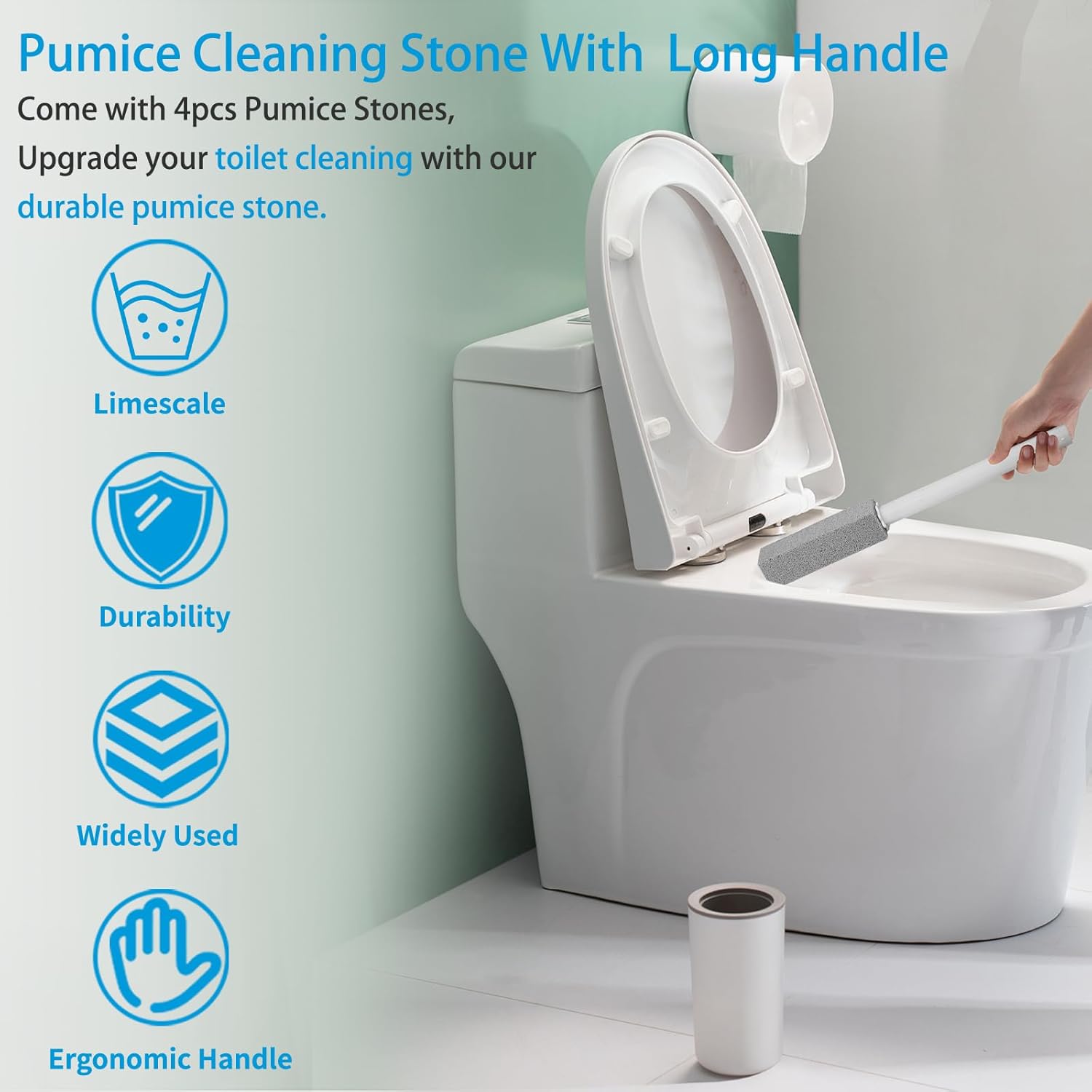 5 Packs Pumice Cleaning Stone with Extra Long Handle, Pumice Stone for